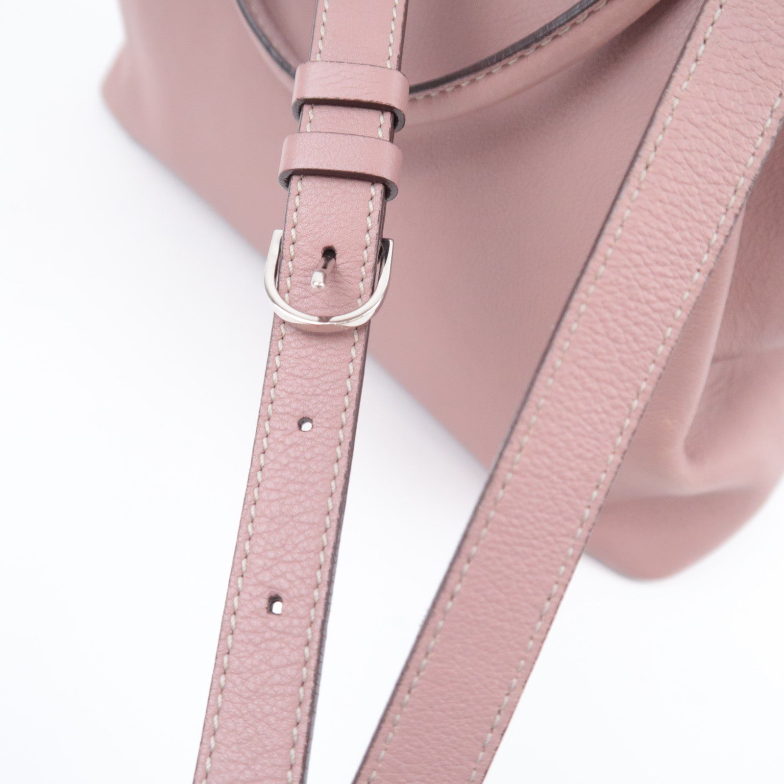 Cartier C de Cartier SM Leather Handbag 2Way Shoulder Bag Pink Beige
