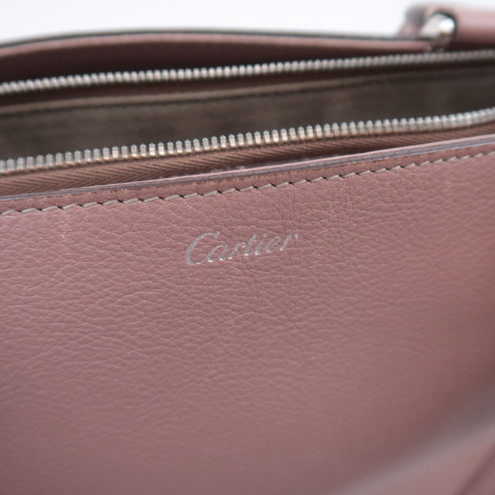 Cartier C de Cartier SM Leather Handbag 2Way Shoulder Bag Pink Beige
