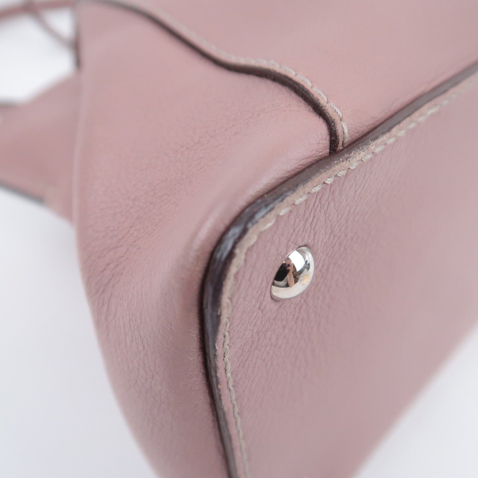 Cartier C de Cartier SM Leather Handbag 2Way Shoulder Bag Pink Beige