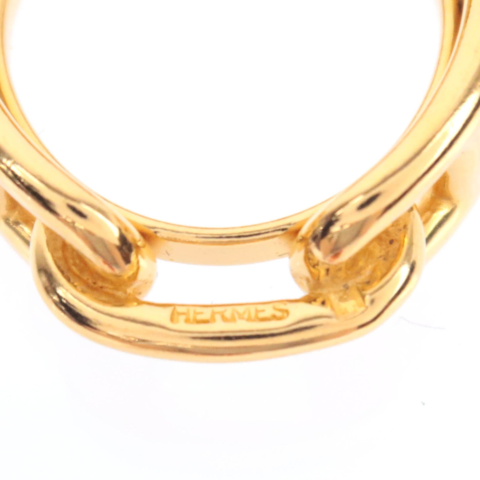 HERMES Chaine D'Ancre Scarf Ring Gold Color