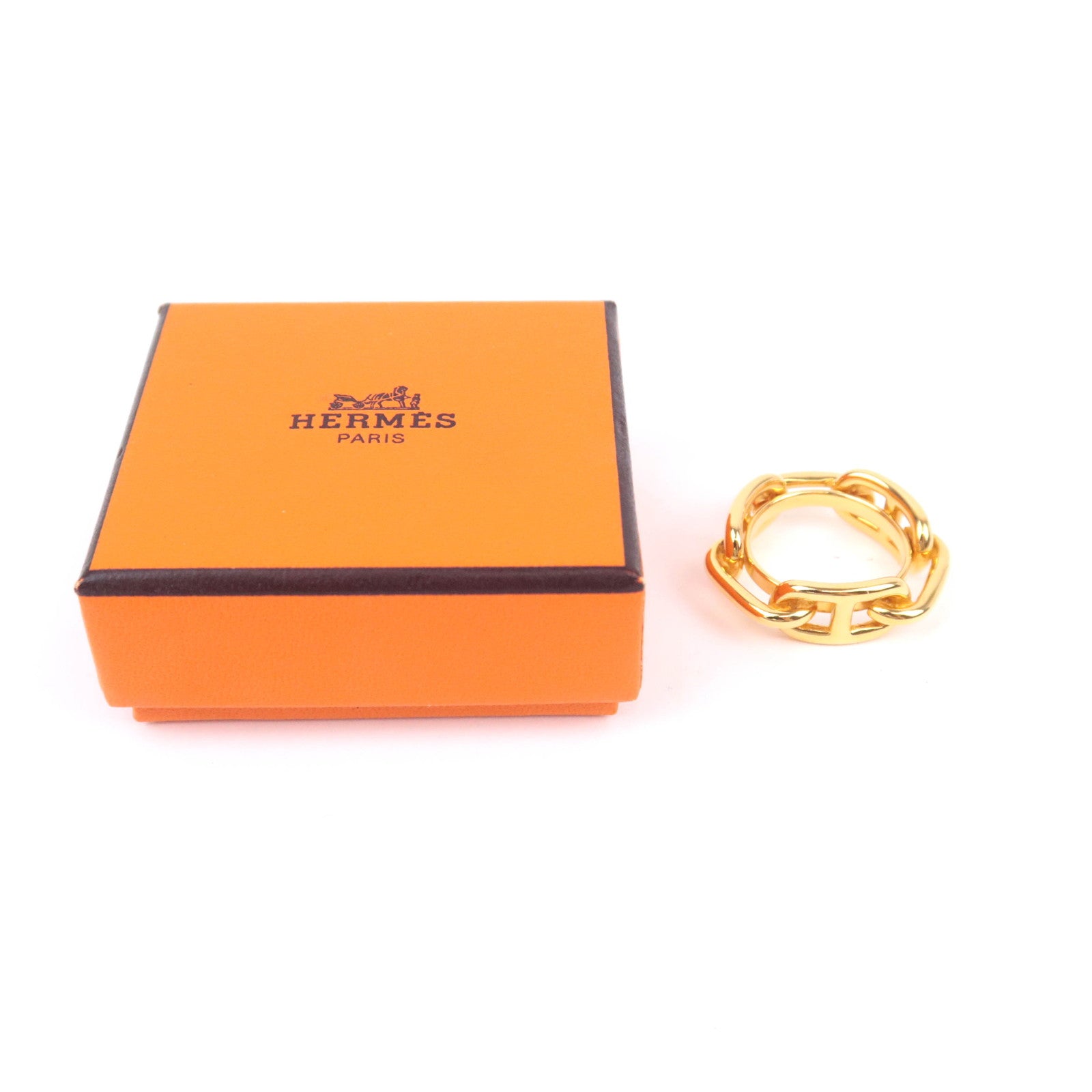 HERMES Chaine D'Ancre Scarf Ring Gold Color