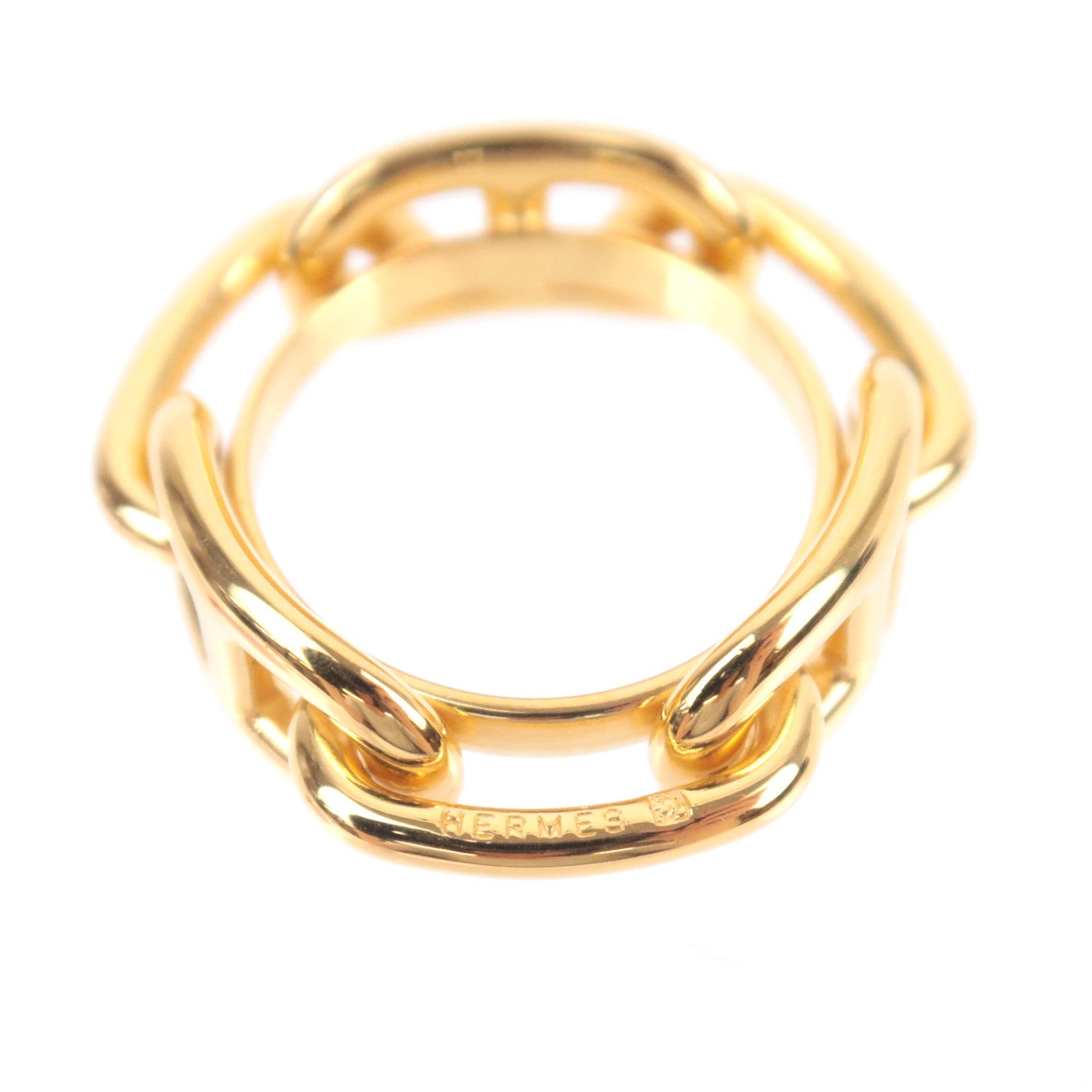 HERMES Chaine D'Ancre Scarf Ring Gold Color