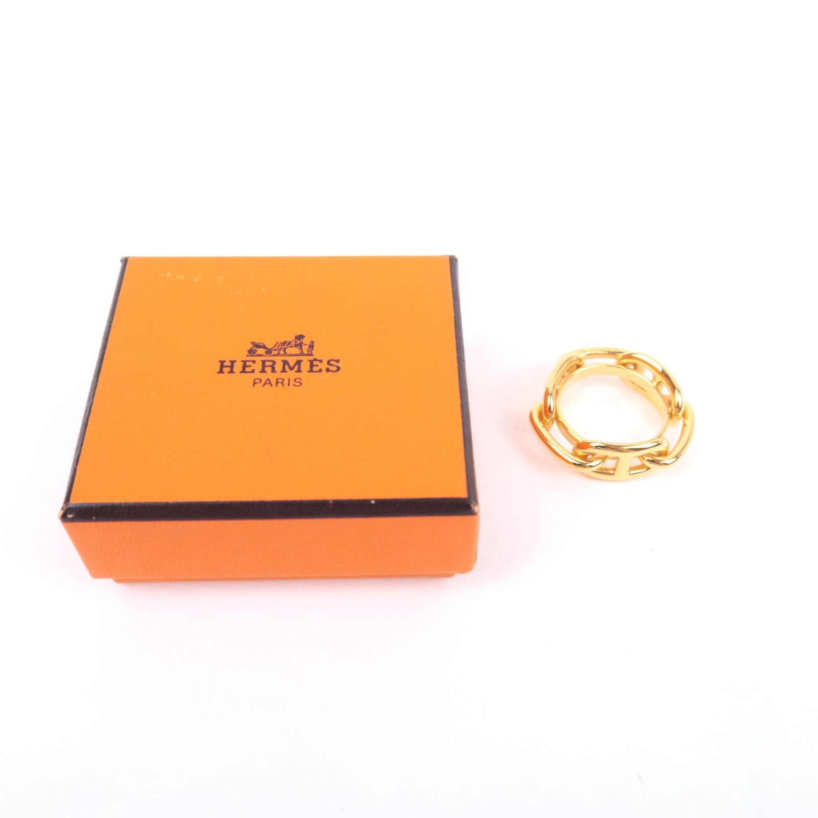 HERMES Chaine D'Ancre Scarf Ring Gold Color