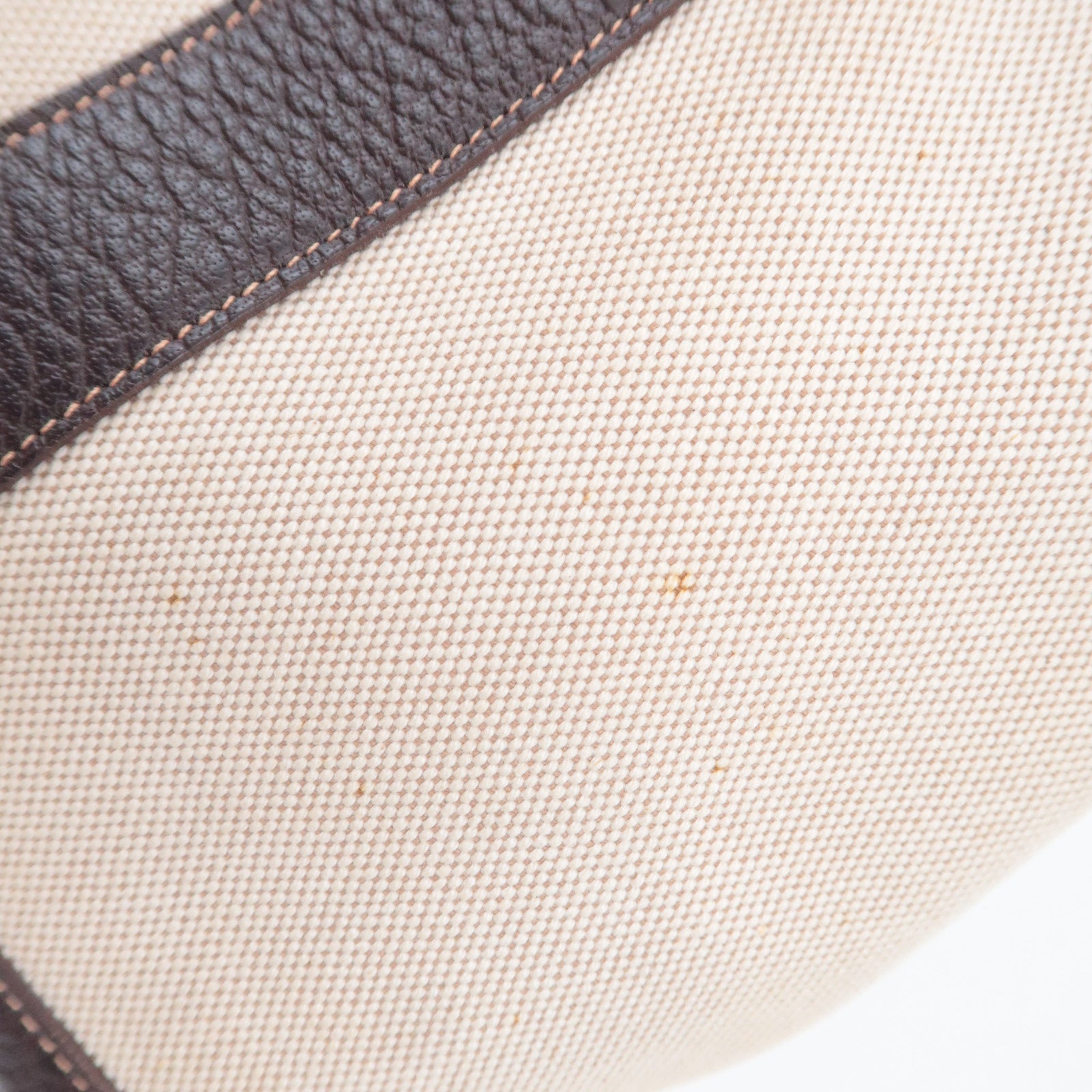 HERMES Garden Party PM Tote Bag □K Stamp (2007) Toile H Leather Beige Brown
