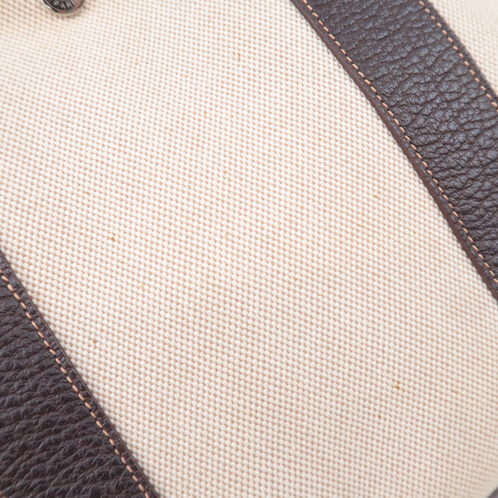 HERMES Garden Party PM Tote Bag □K Stamp (2007) Toile H Leather Beige Brown