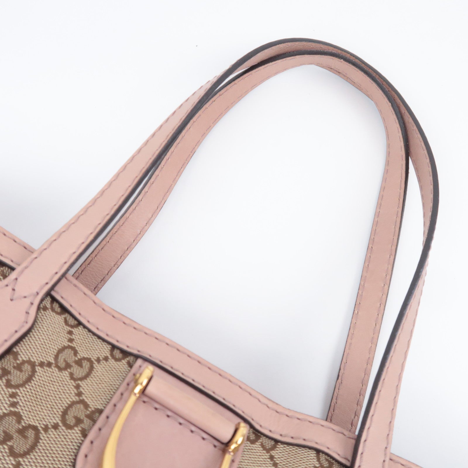 GUCCI GG Canvas Tote Bag Pink Beige Pink 308604