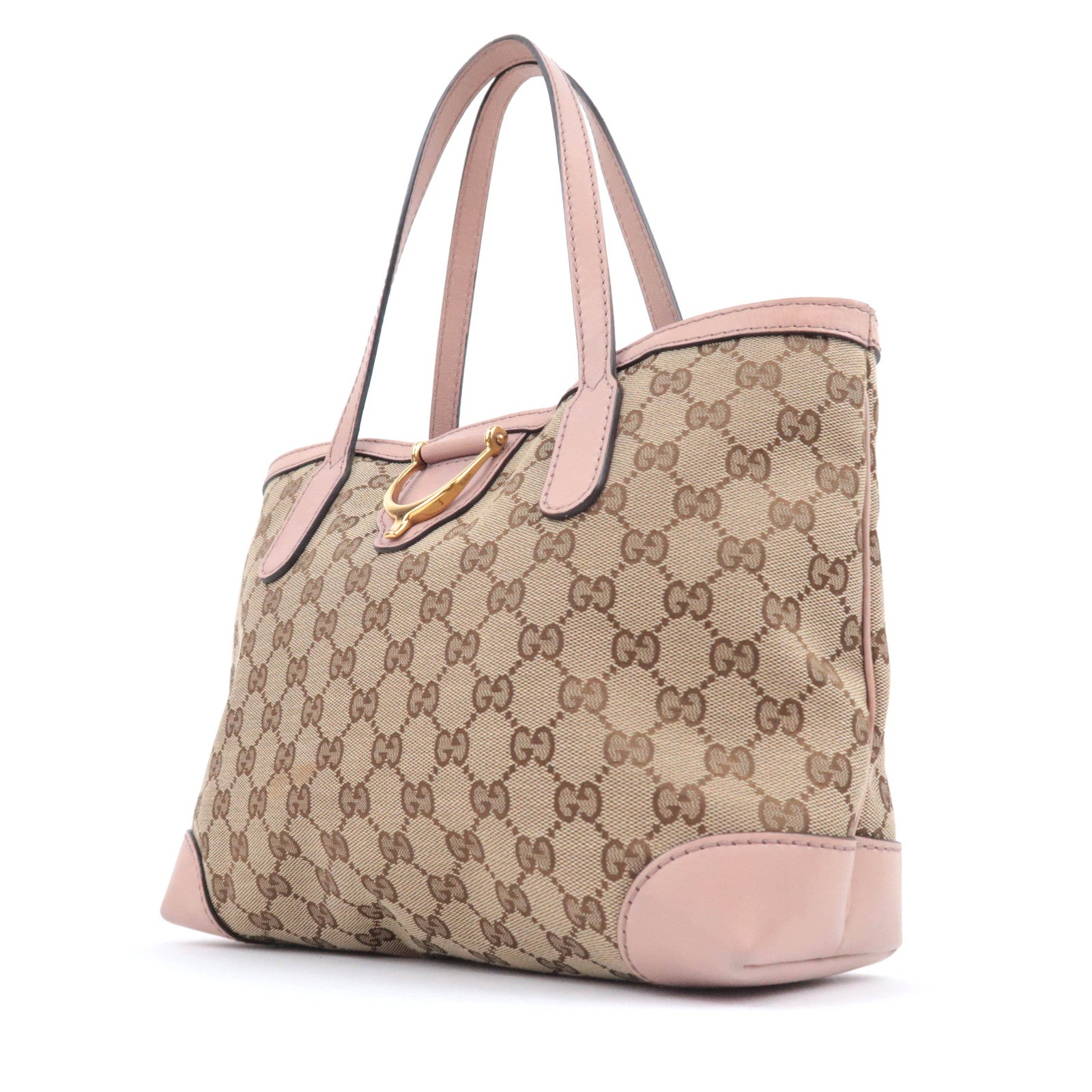 GUCCI GG Canvas Tote Bag Pink Beige Pink 308604