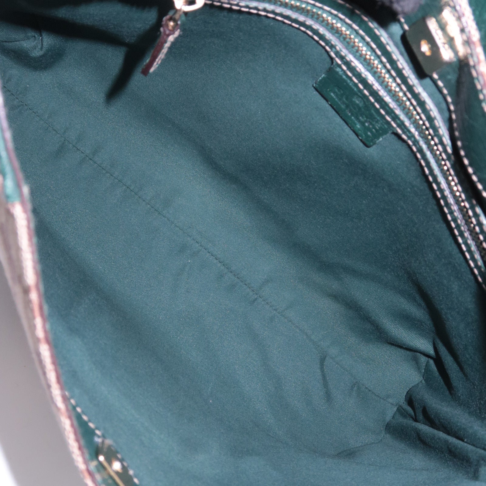 GUCCI Horsebit GG Canvas Shoulder Bag Beige Green 137388