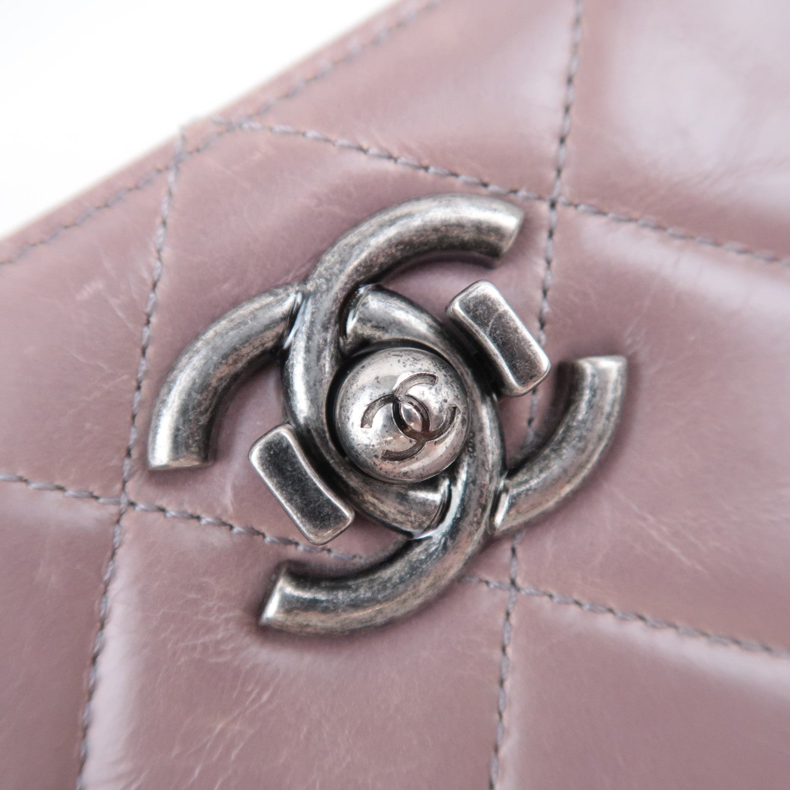 CHANEL Matelasse Small Boy Shopper 2Way Chain Shoulder Bag Aged Calfskin Greige