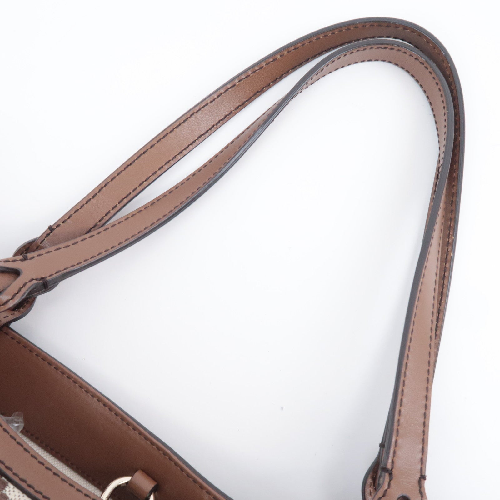 GUCCI Diamante Canvas Leather Tote Bag Beige Brown 247209