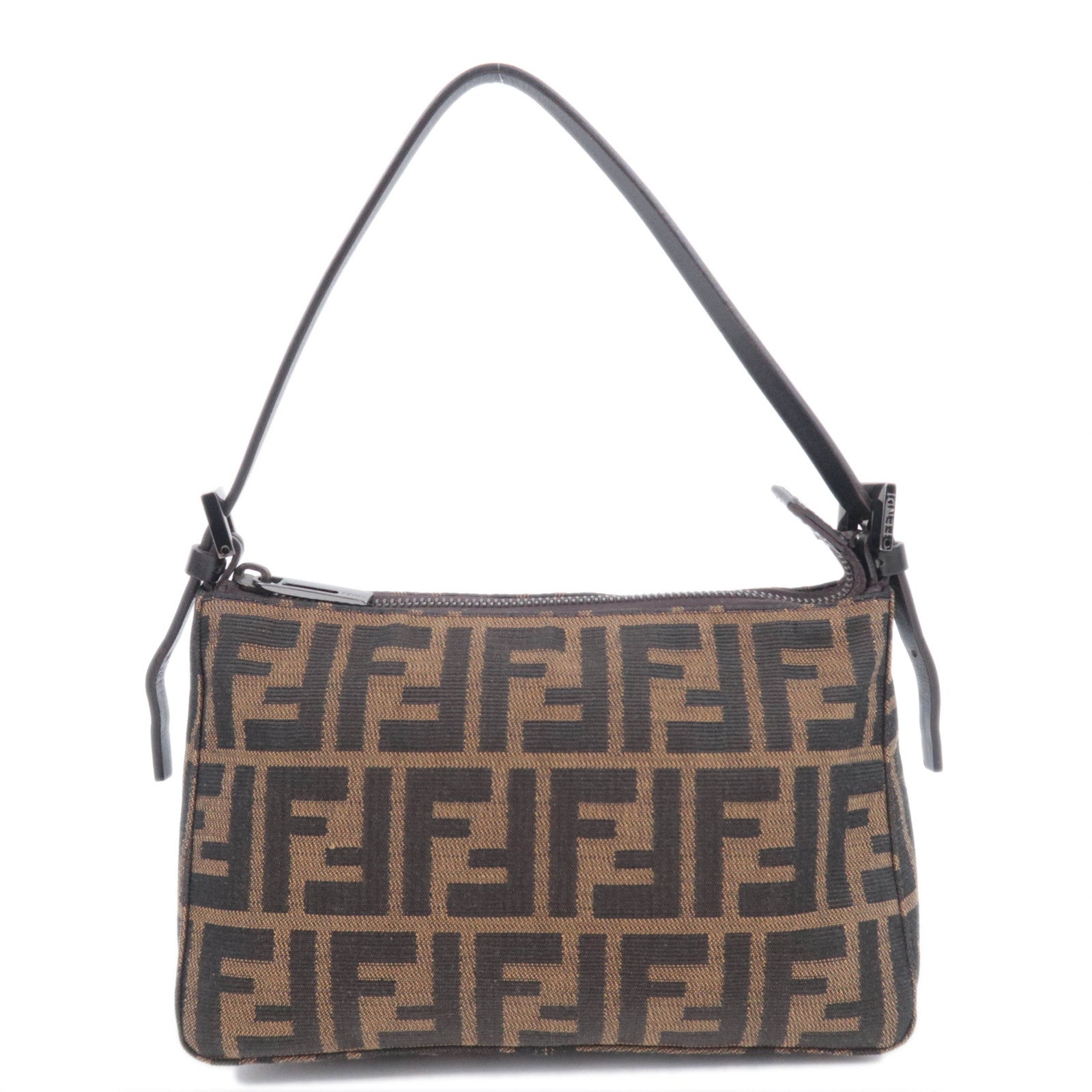 FENDI Zucca Canvas Leather Handbag Brown 8BR15591263