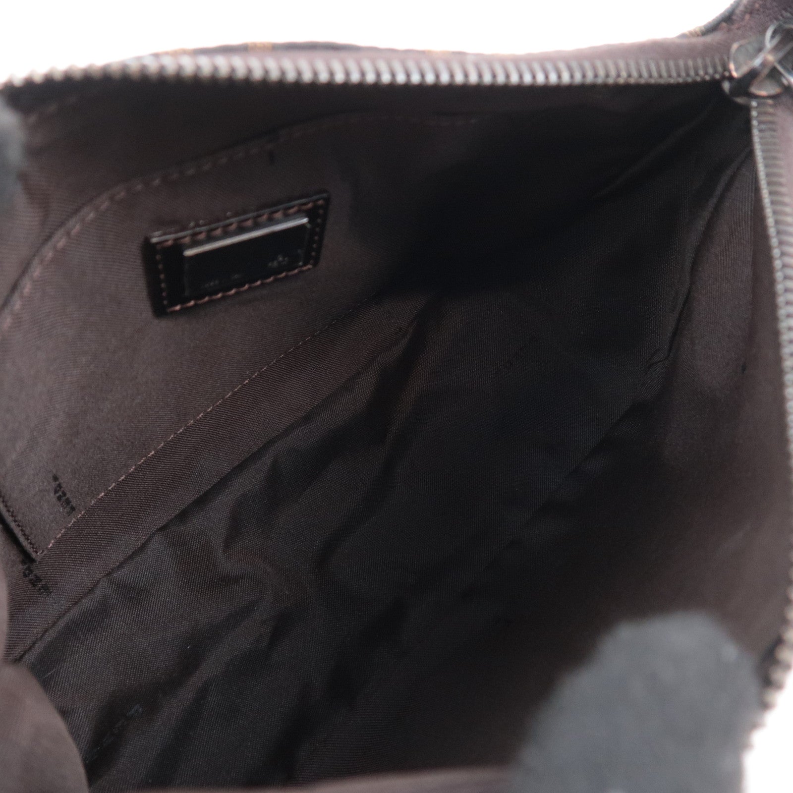 FENDI Zucca Canvas Leather Handbag Brown 8BR155