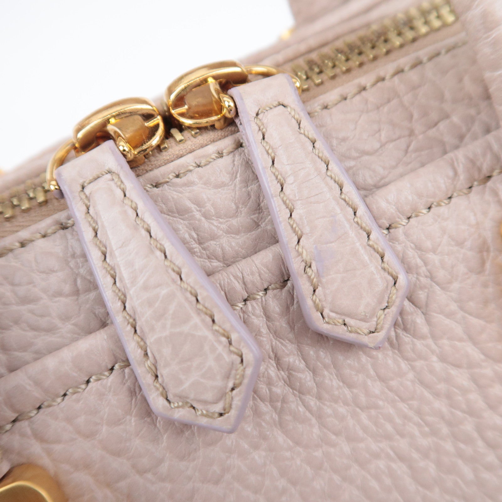 FENDI Chameleon 2Way Leather Handbag Beige 8BL114