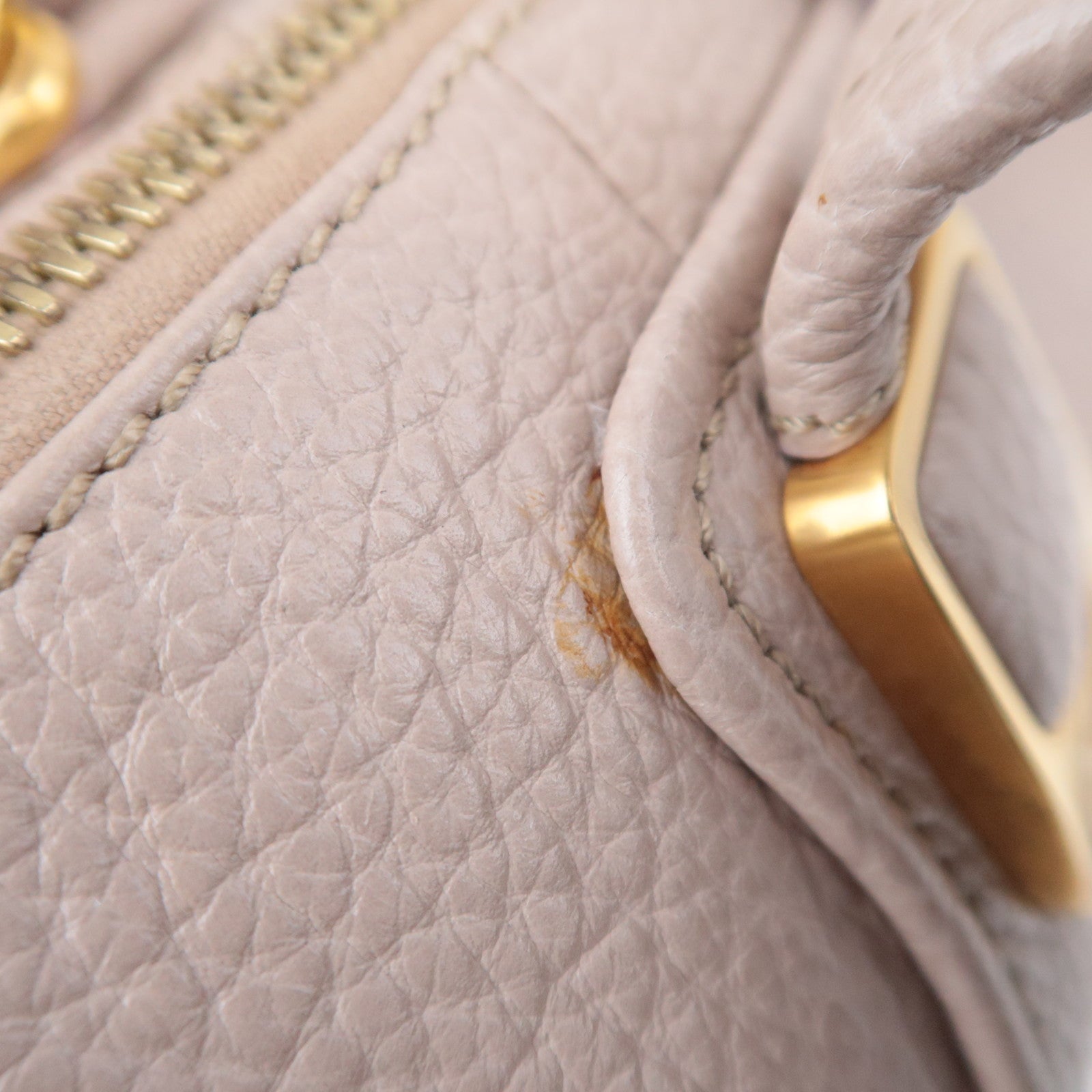 FENDI Chameleon 2Way Leather Handbag Beige 8BL114