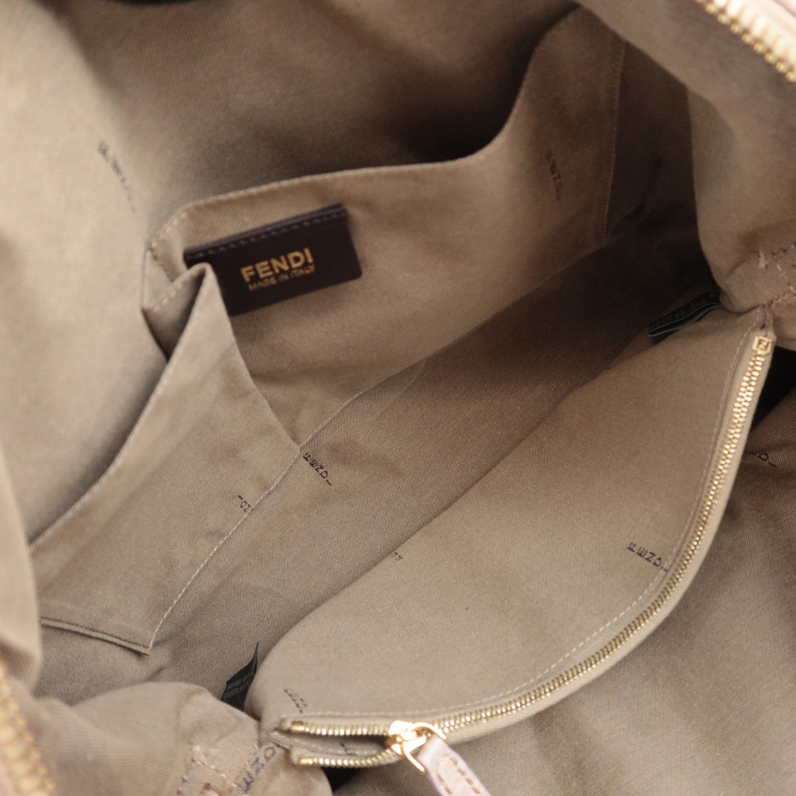 FENDI Chameleon 2Way Leather Handbag Beige 8BL114