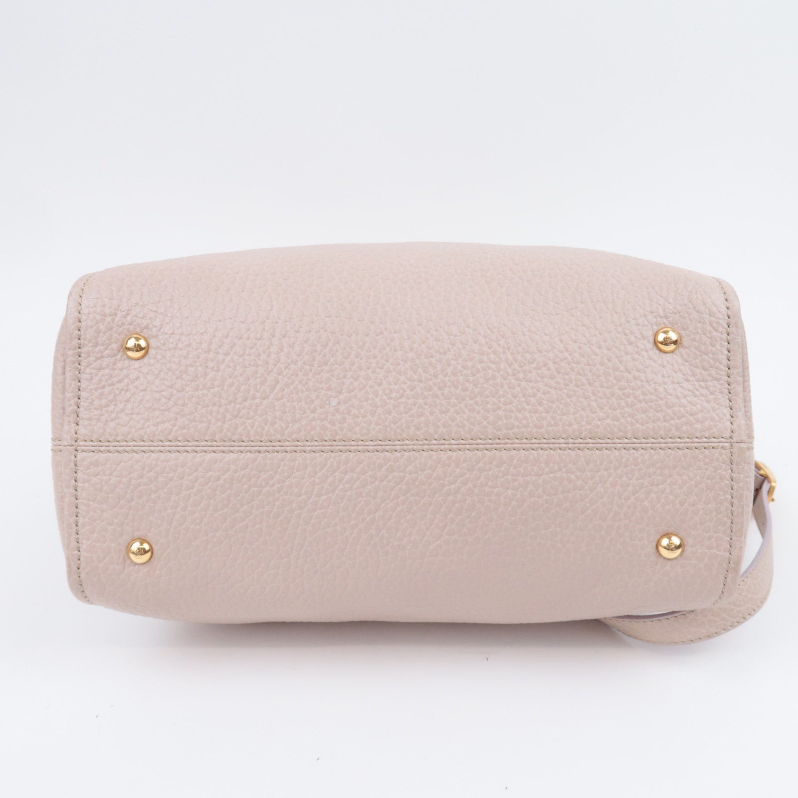 FENDI Chameleon 2Way Leather Handbag Beige 8BL114