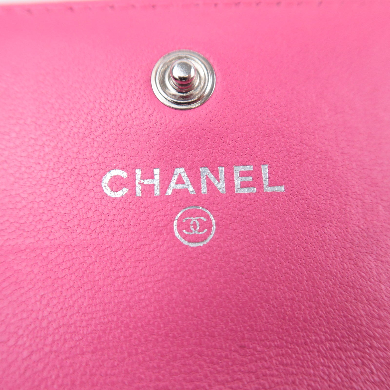 CHANEL Matelasse Flap Card Case Wallet Pink Lambskin