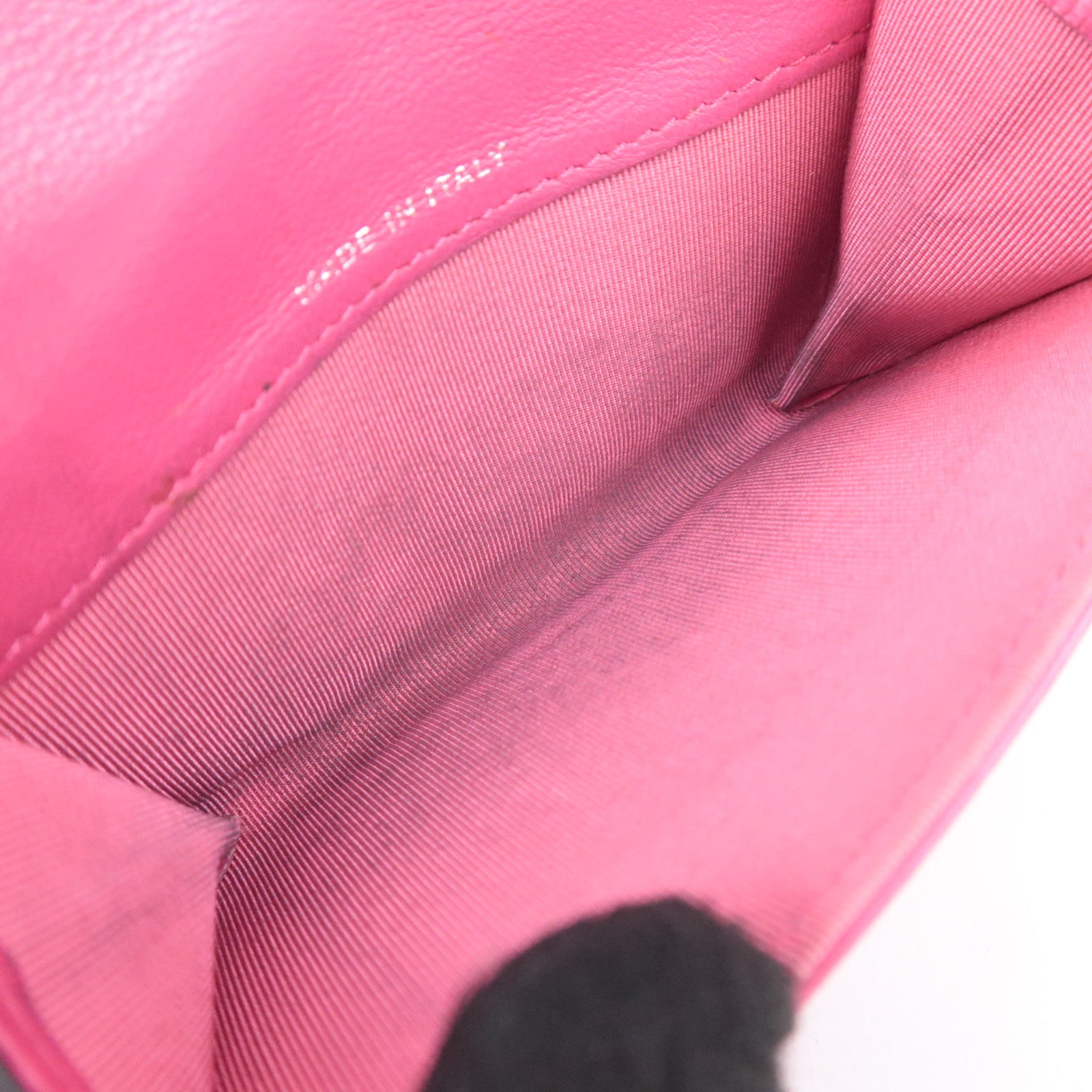 CHANEL Matelasse Flap Card Case Wallet Pink Lambskin