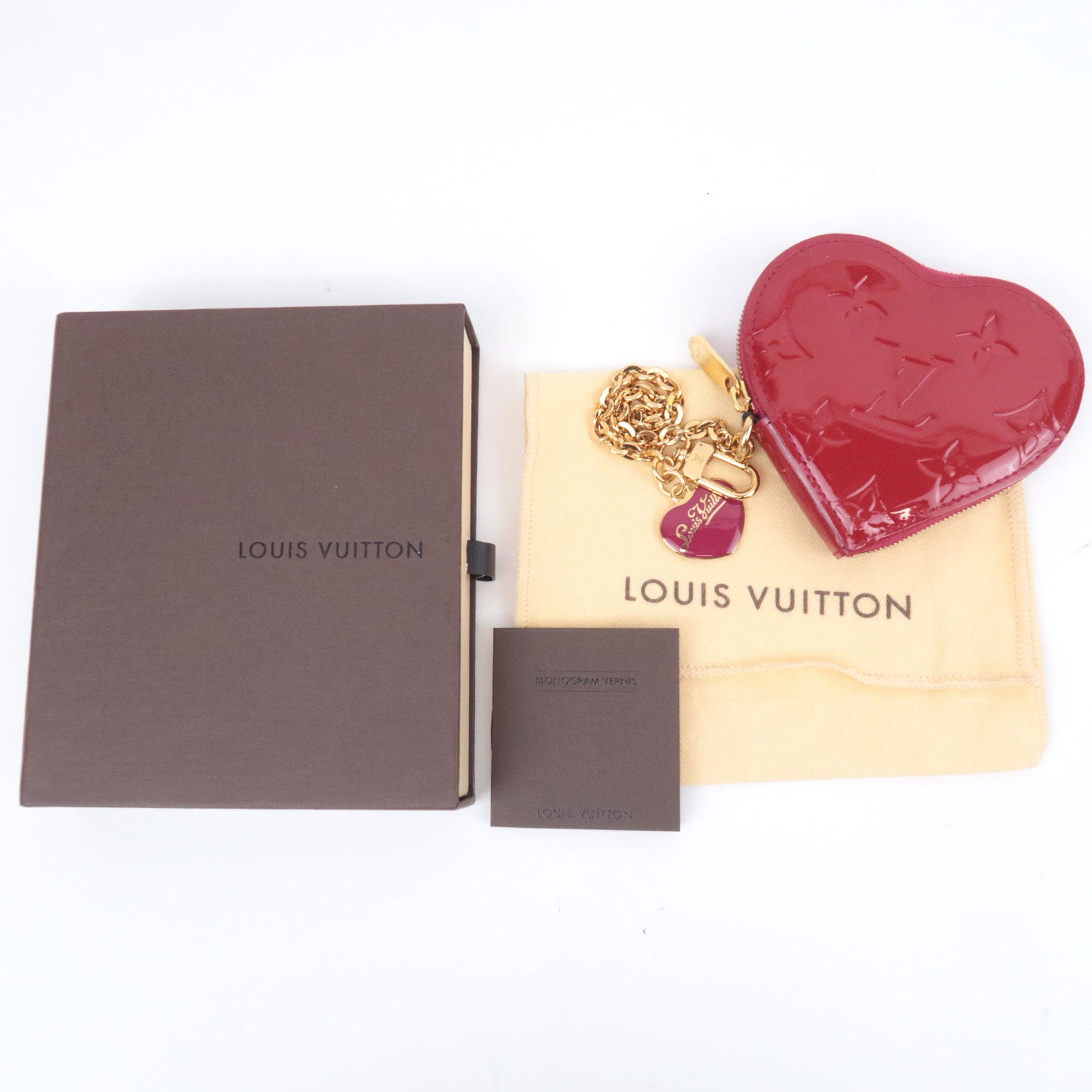 Louis Vuitton Monogram Vernis Porte Monnaie Coeur Coin Case Rose Indien M90006