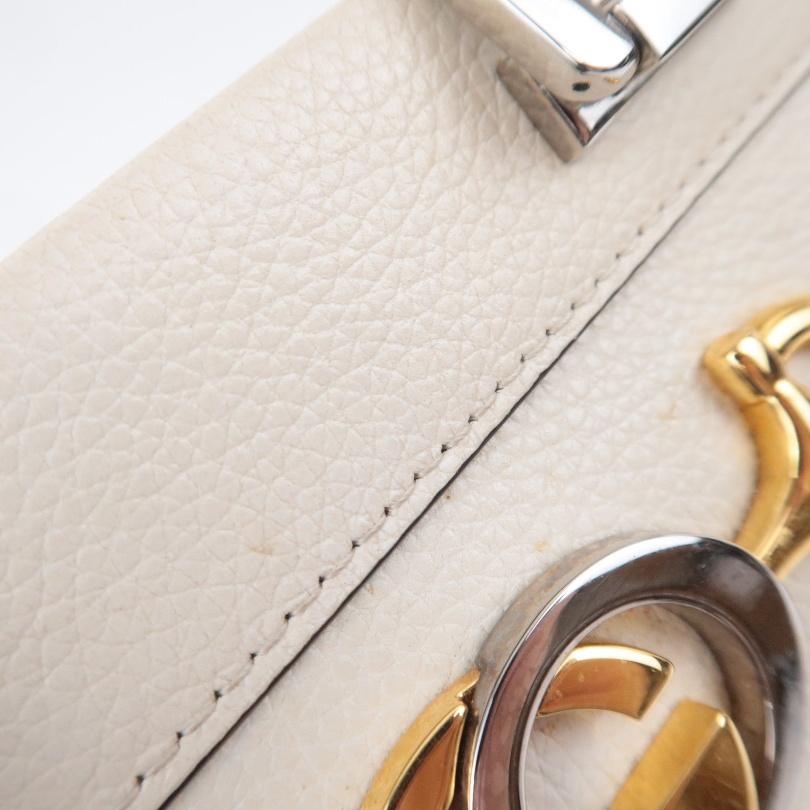 GUCCI Zumi Small 2Way Leather Top Handle Handbag Ivory 569712