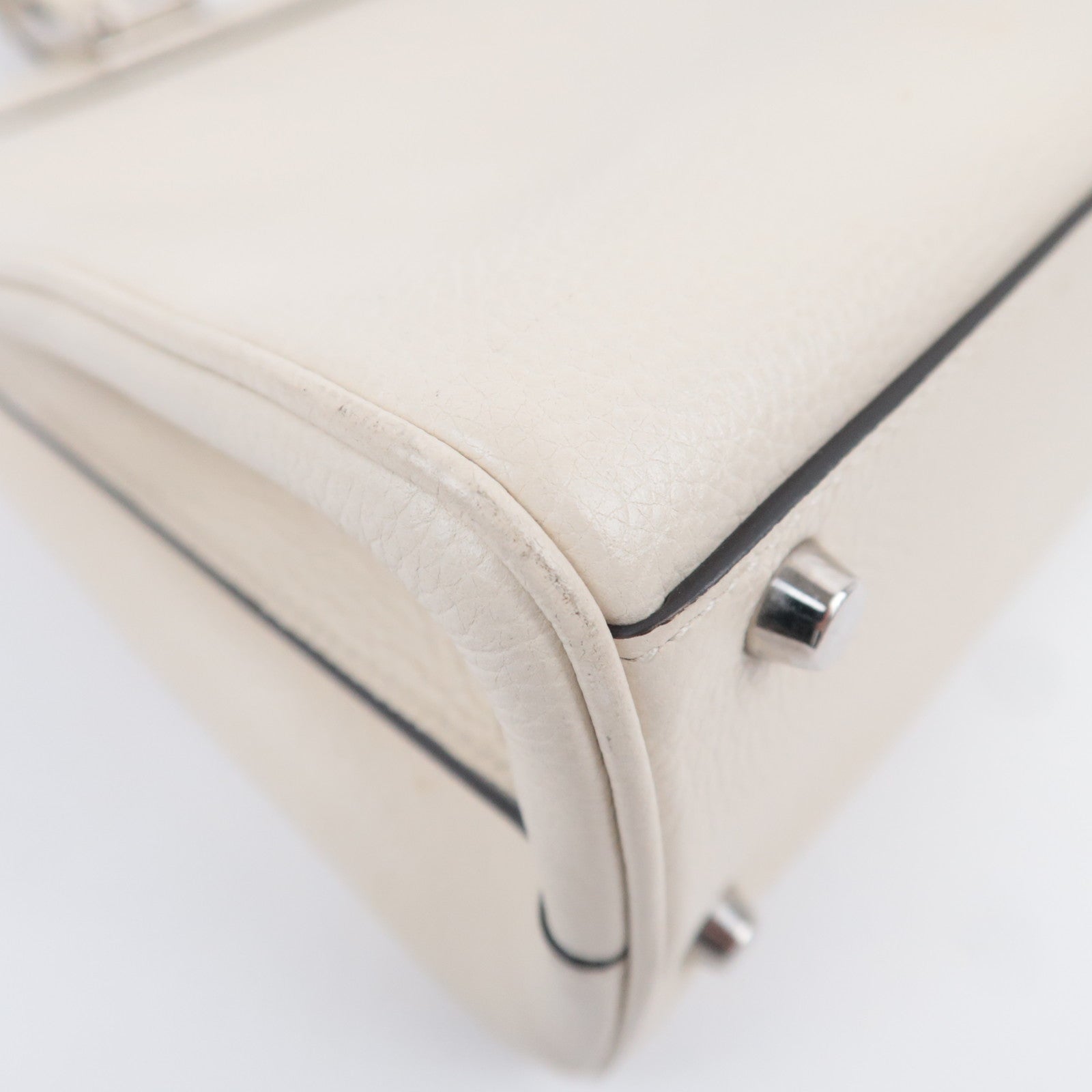 GUCCI Zumi Small 2Way Leather Top Handle Handbag Ivory 569712