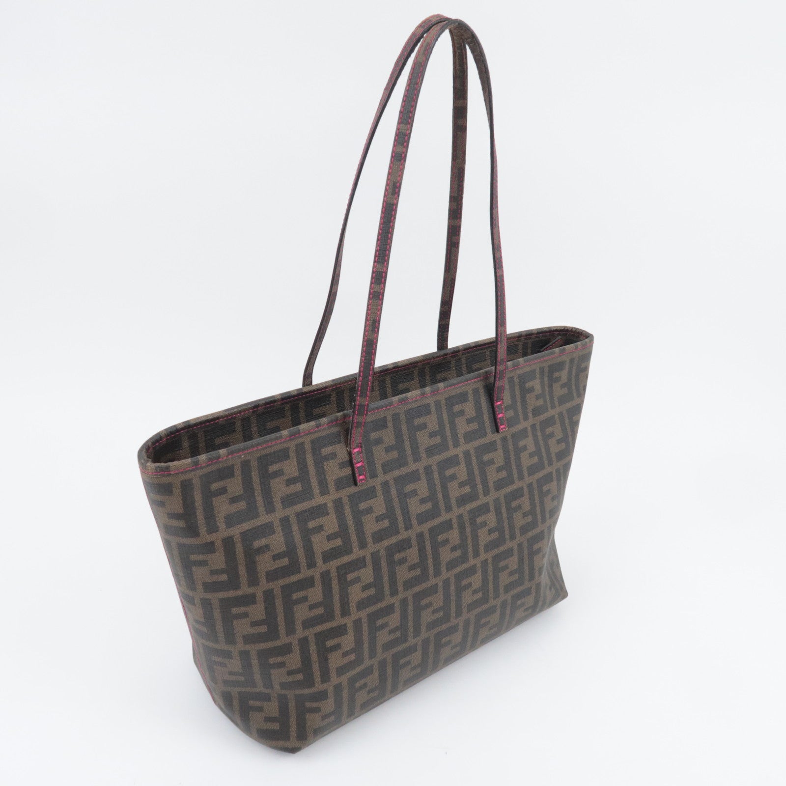 FENDI Zucca PVC Tote Bag Brown Black Pink 8BH198