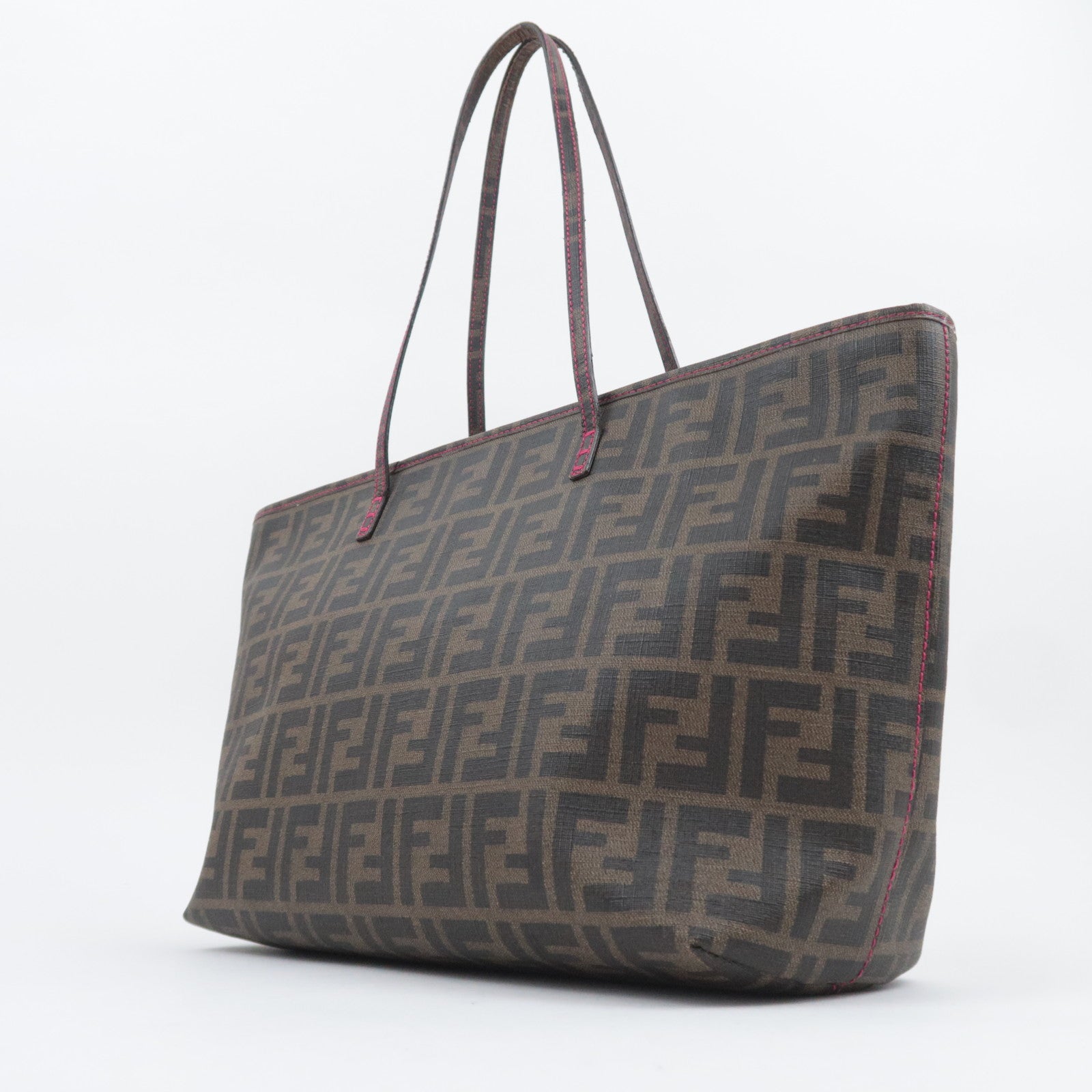 FENDI Zucca PVC Tote Bag Brown Black Pink 8BH198