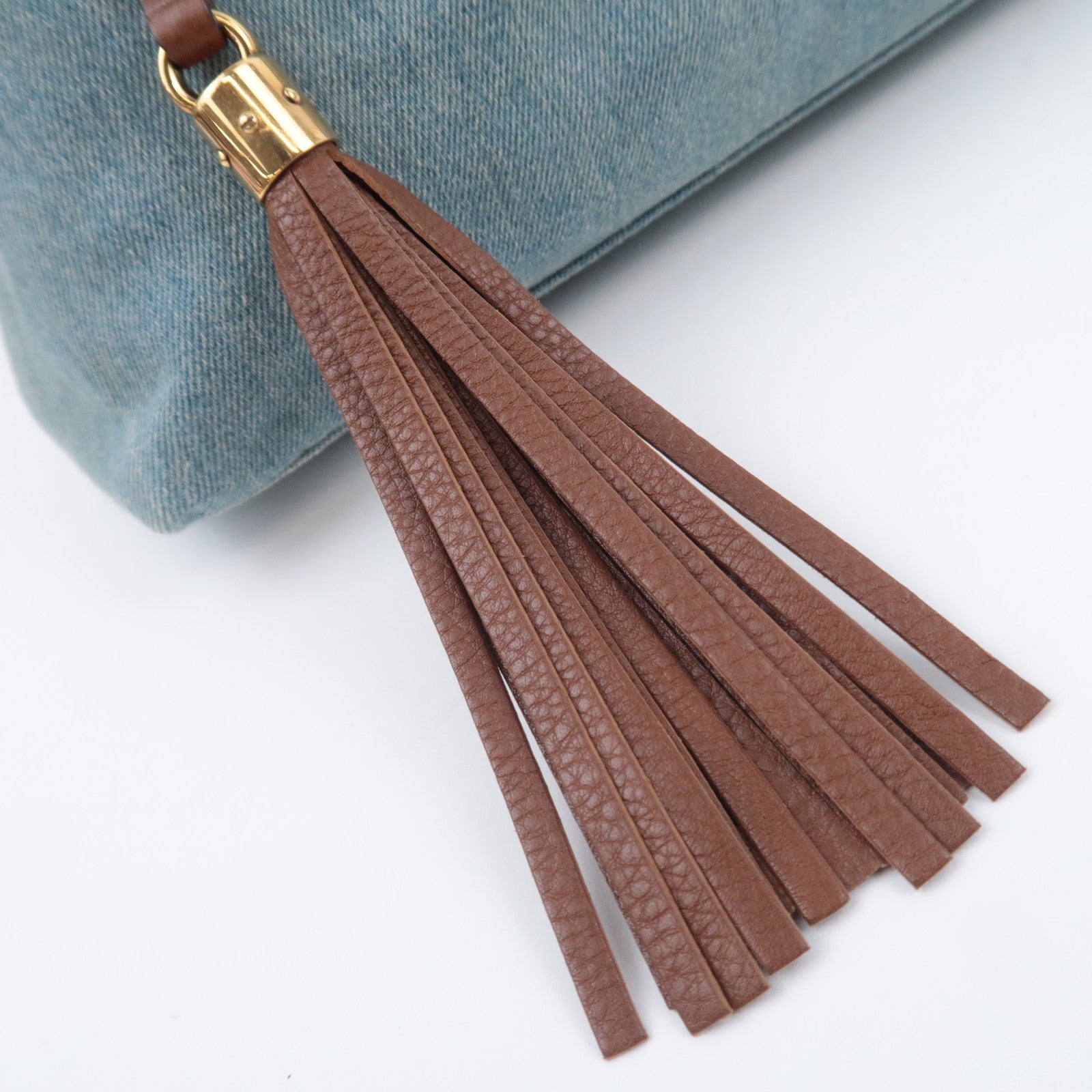 GUCCI Soho Interlocking G Denim Chain Shoulder Bag 308982