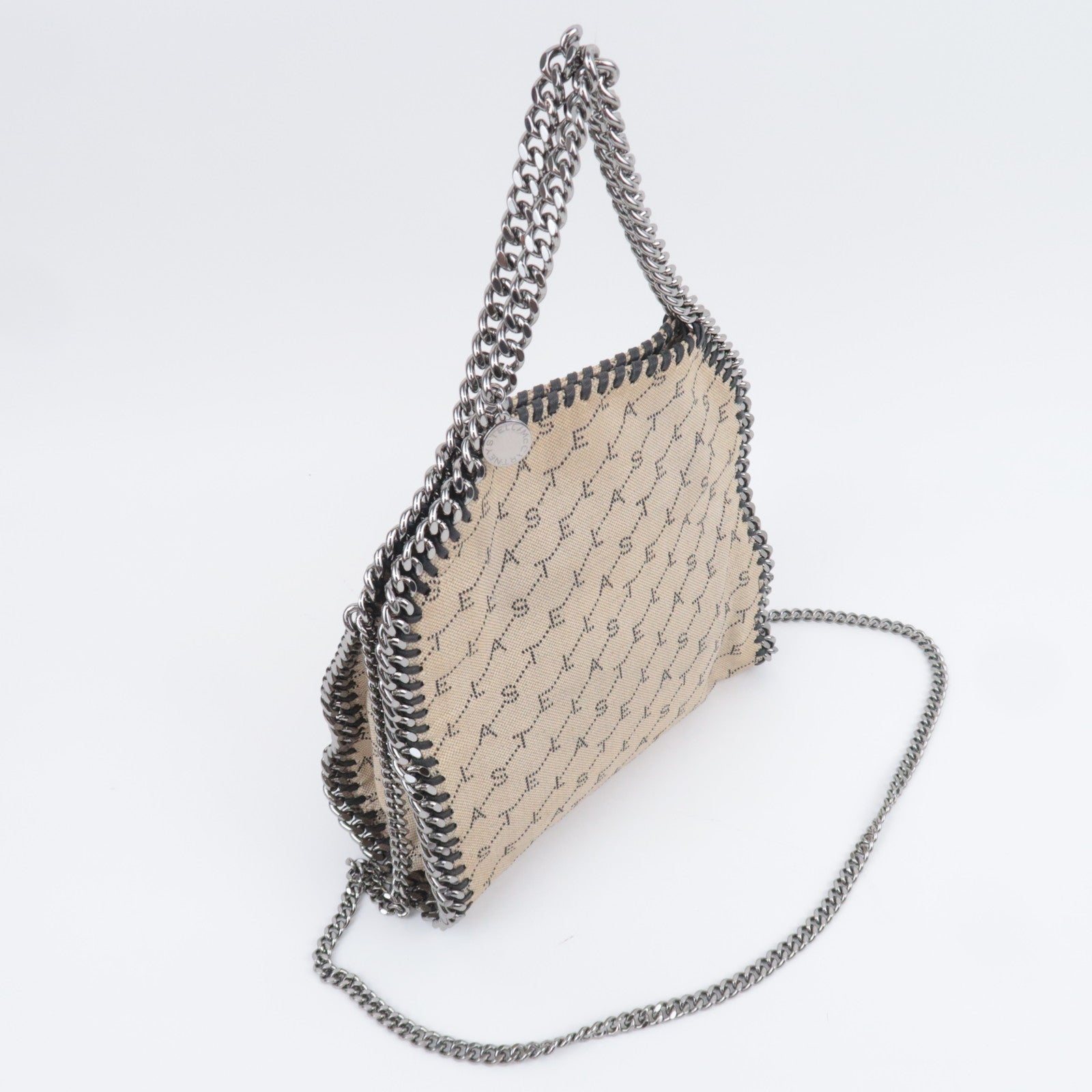 Stella McCartney Falabella Small Canvas Chain Shoulder Bag Beige