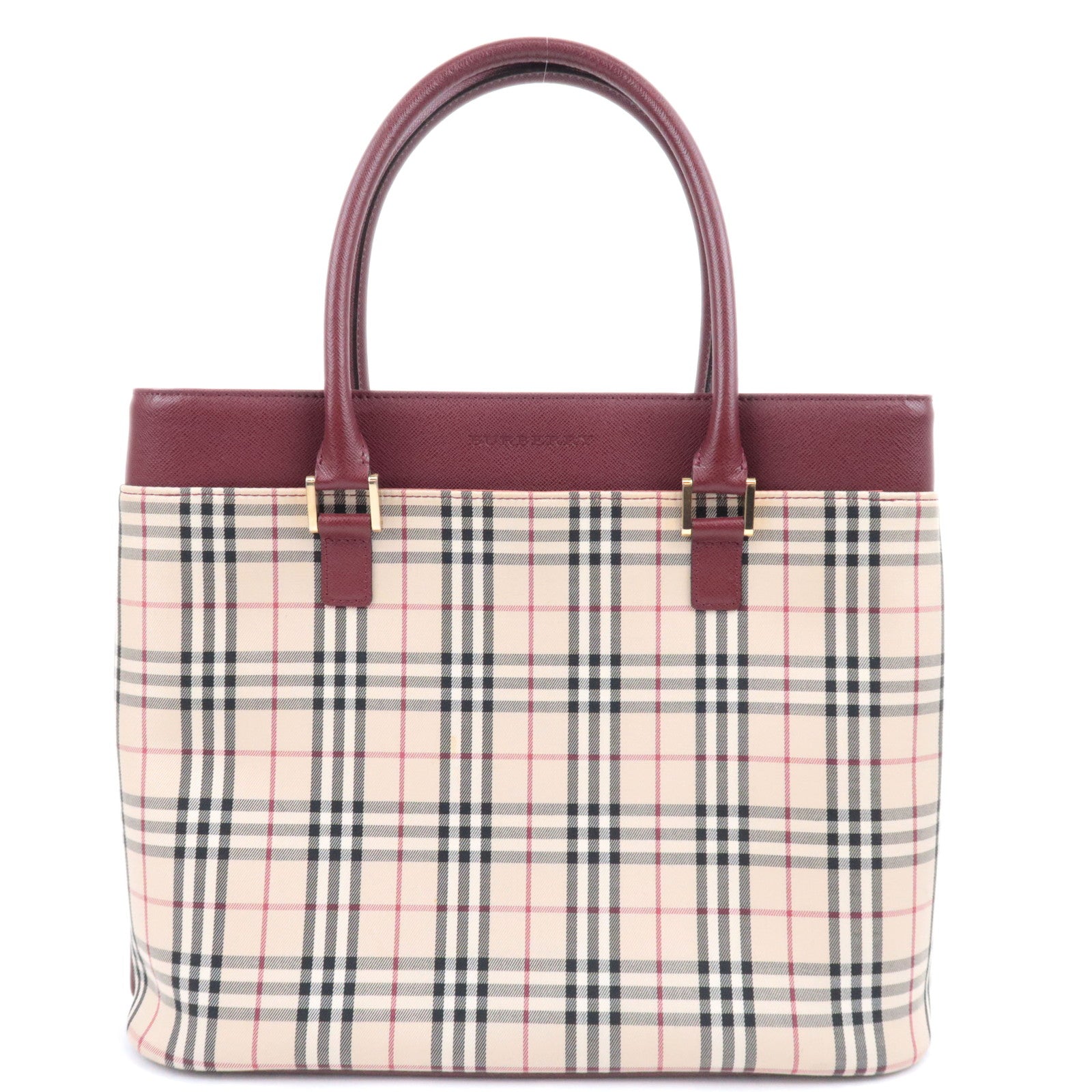 BURBERRY Nova Plaid Canvas Leather Tote Bag Beige91311