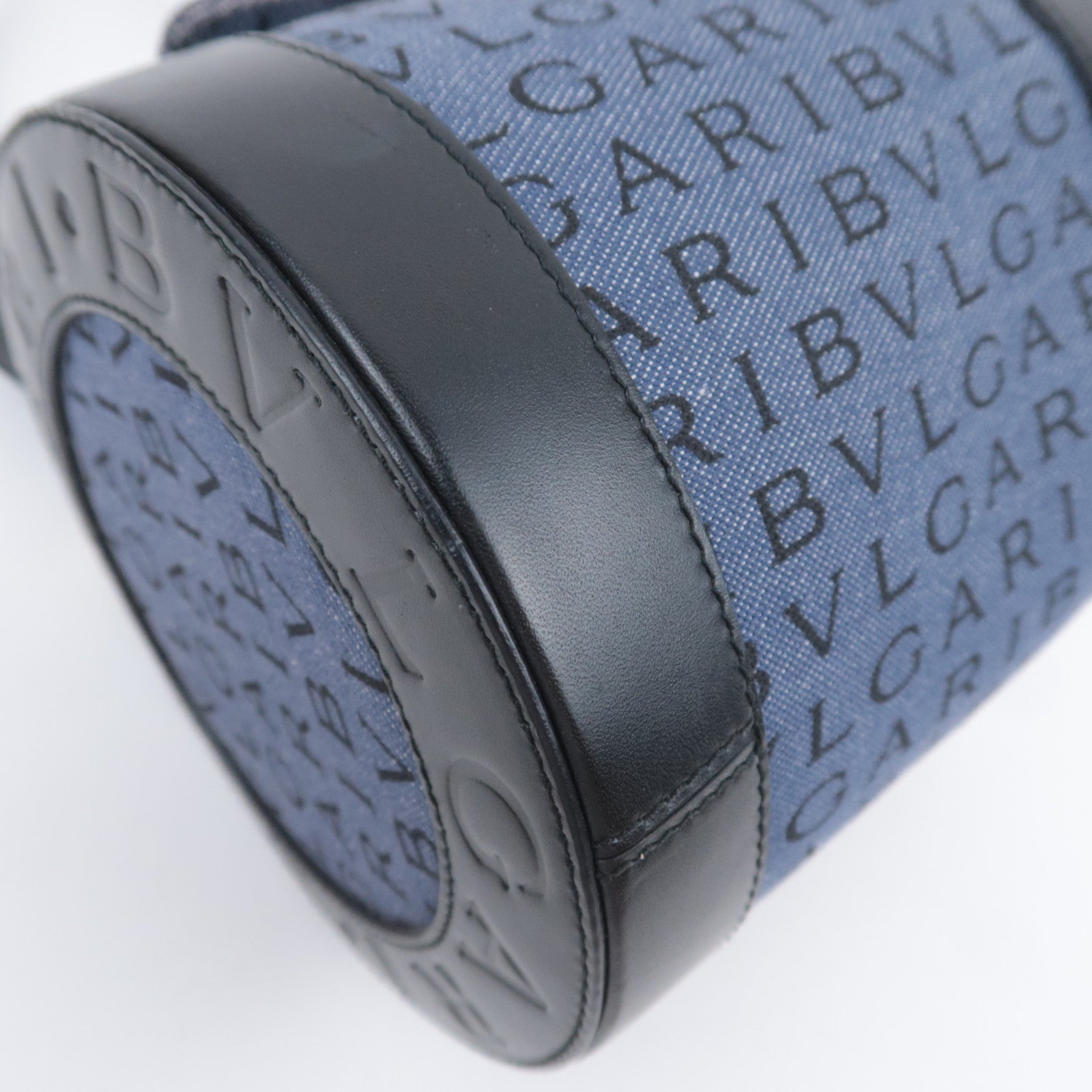 BVLGARI B-Zero1 Logo Mania Barrel Bag Denim Blue