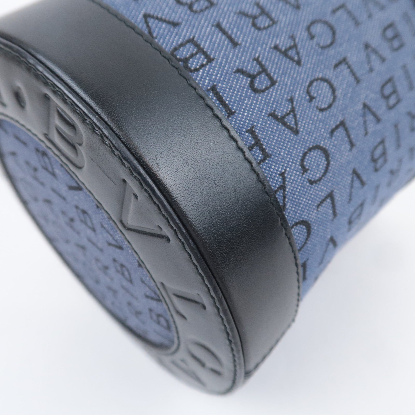 BVLGARI B-Zero1 Logo Mania Barrel Bag Denim Blue