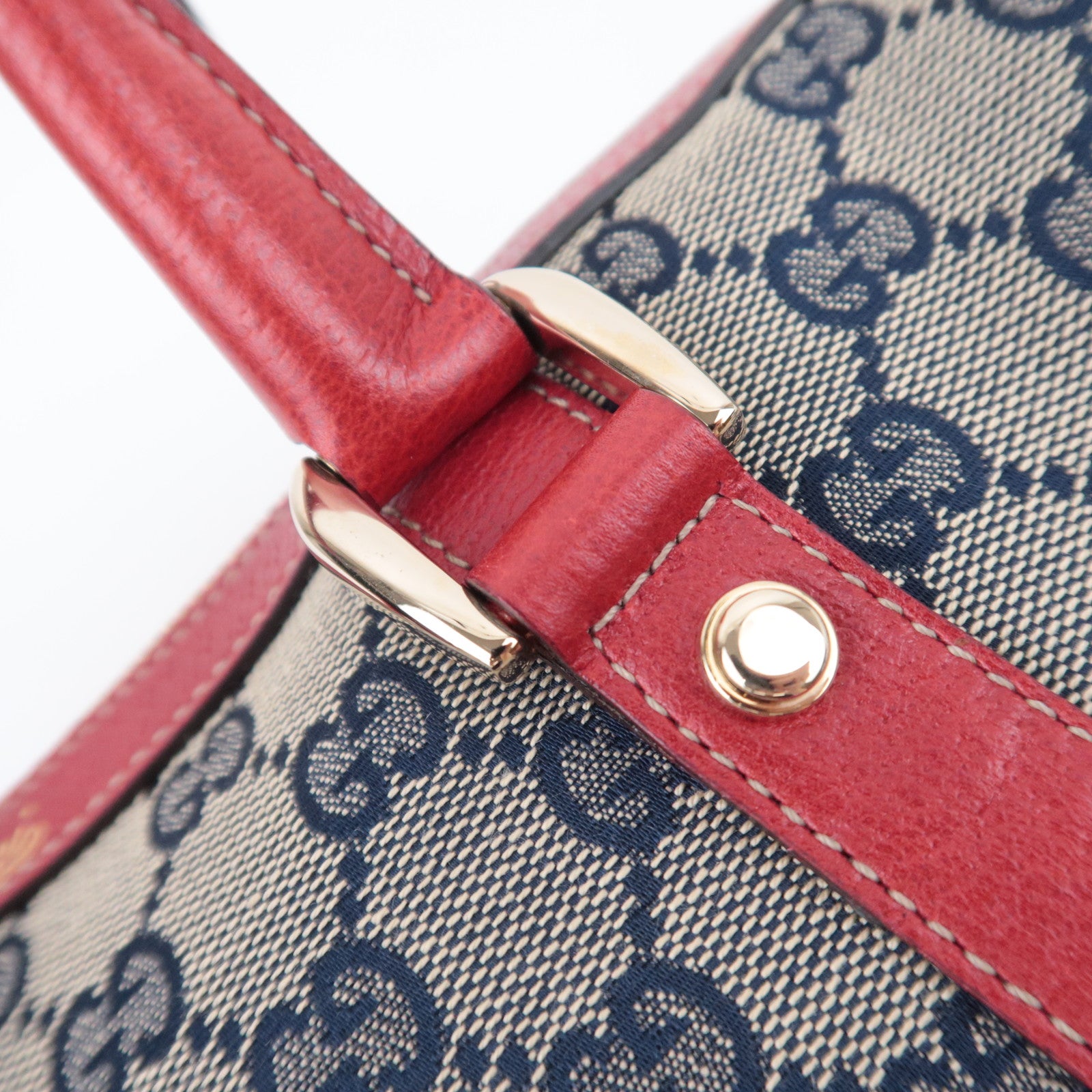 GUCCI Abby Shoulder Bag GG Canvas Leather Beige Navy Red 130942