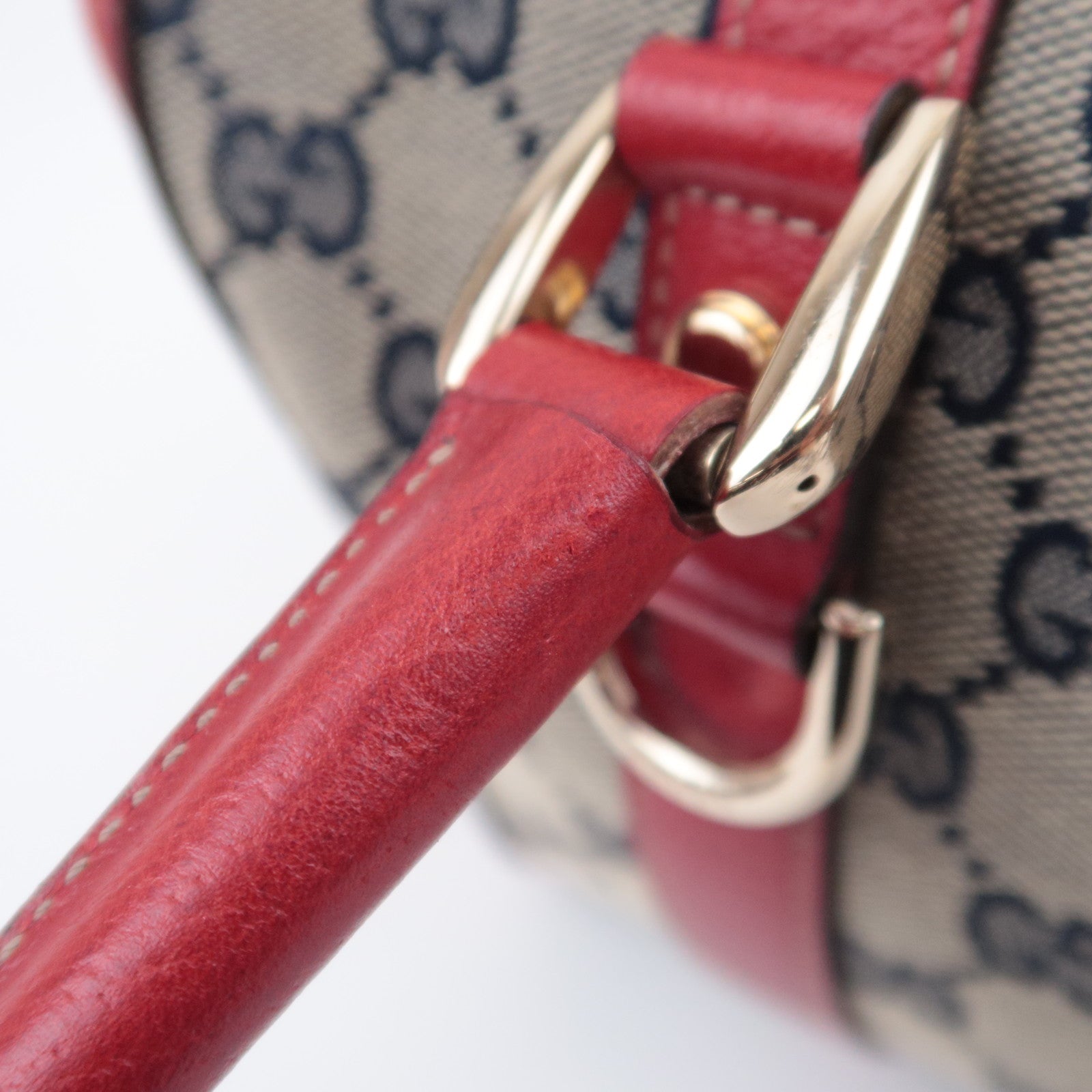 GUCCI Abby Shoulder Bag GG Canvas Leather Beige Navy Red 130942