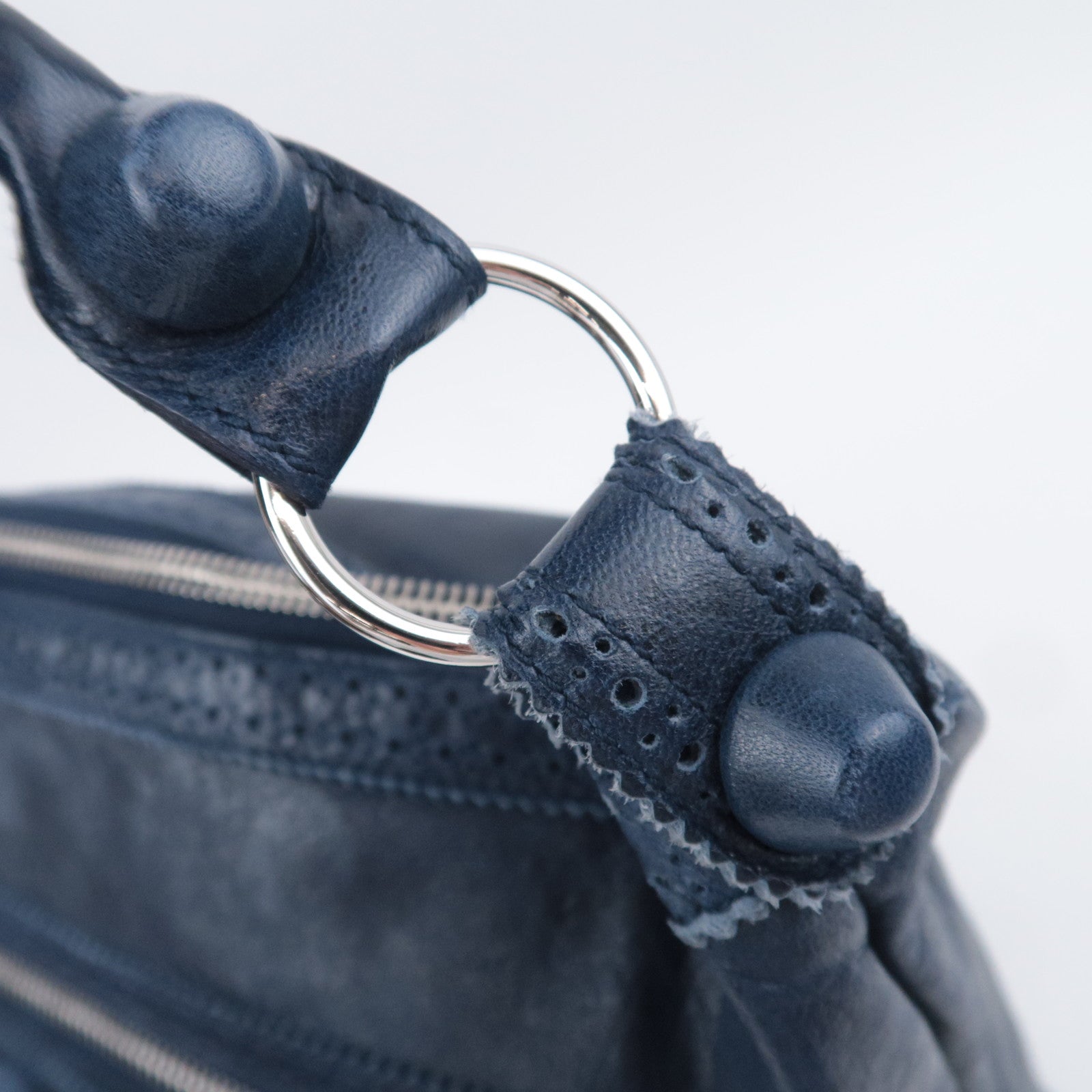 BALENCIAGA Leather Covered Giant Day Shoulder Bag Editors bag Navy 204527