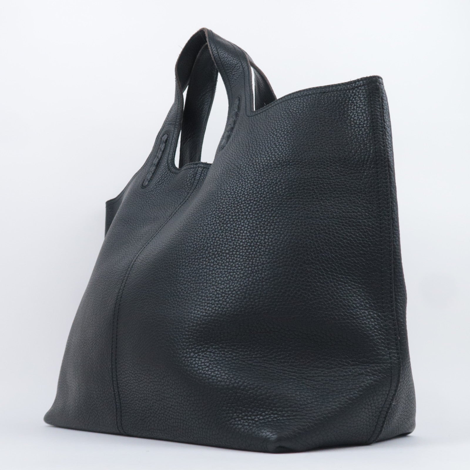 BOTTEGA VENETA Leather Tote Bag Black 145166
