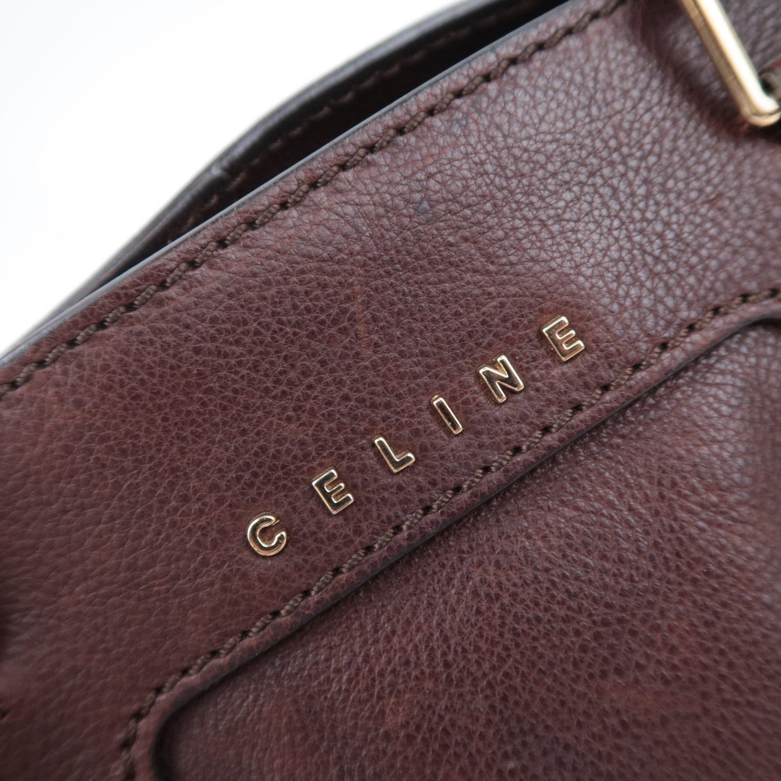CELINE Leather Shoulder Bag Brown