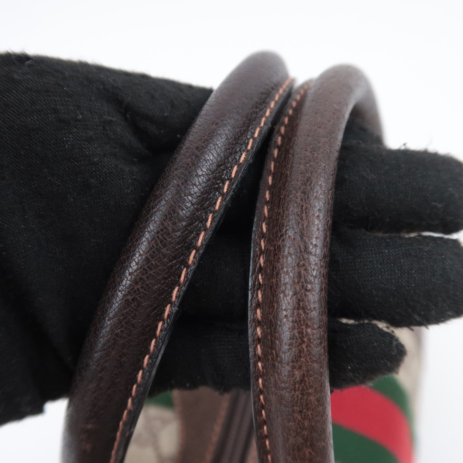 GUCCI Old Gucci Sherry GG Plus Boston Bag Beige Brown