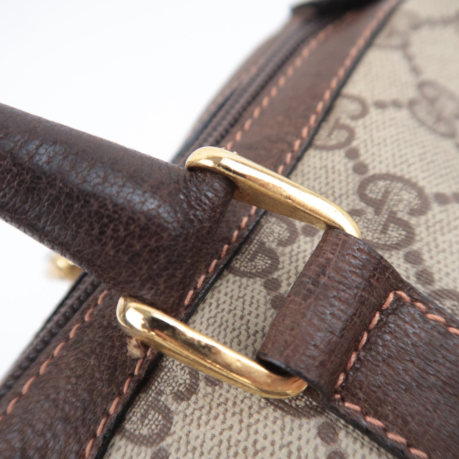 GUCCI Old Gucci Sherry GG Plus Boston Bag Beige Brown