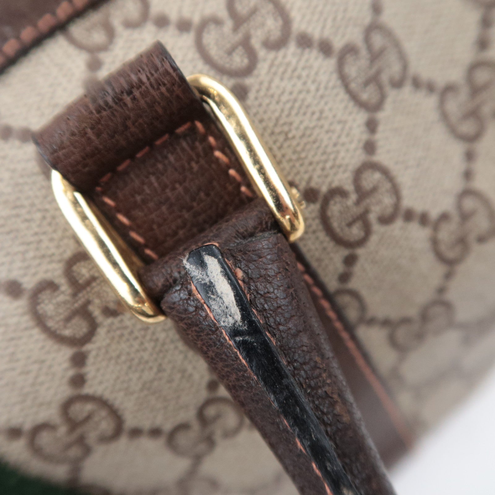 GUCCI Old Gucci Sherry GG Plus Boston Bag Beige Brown