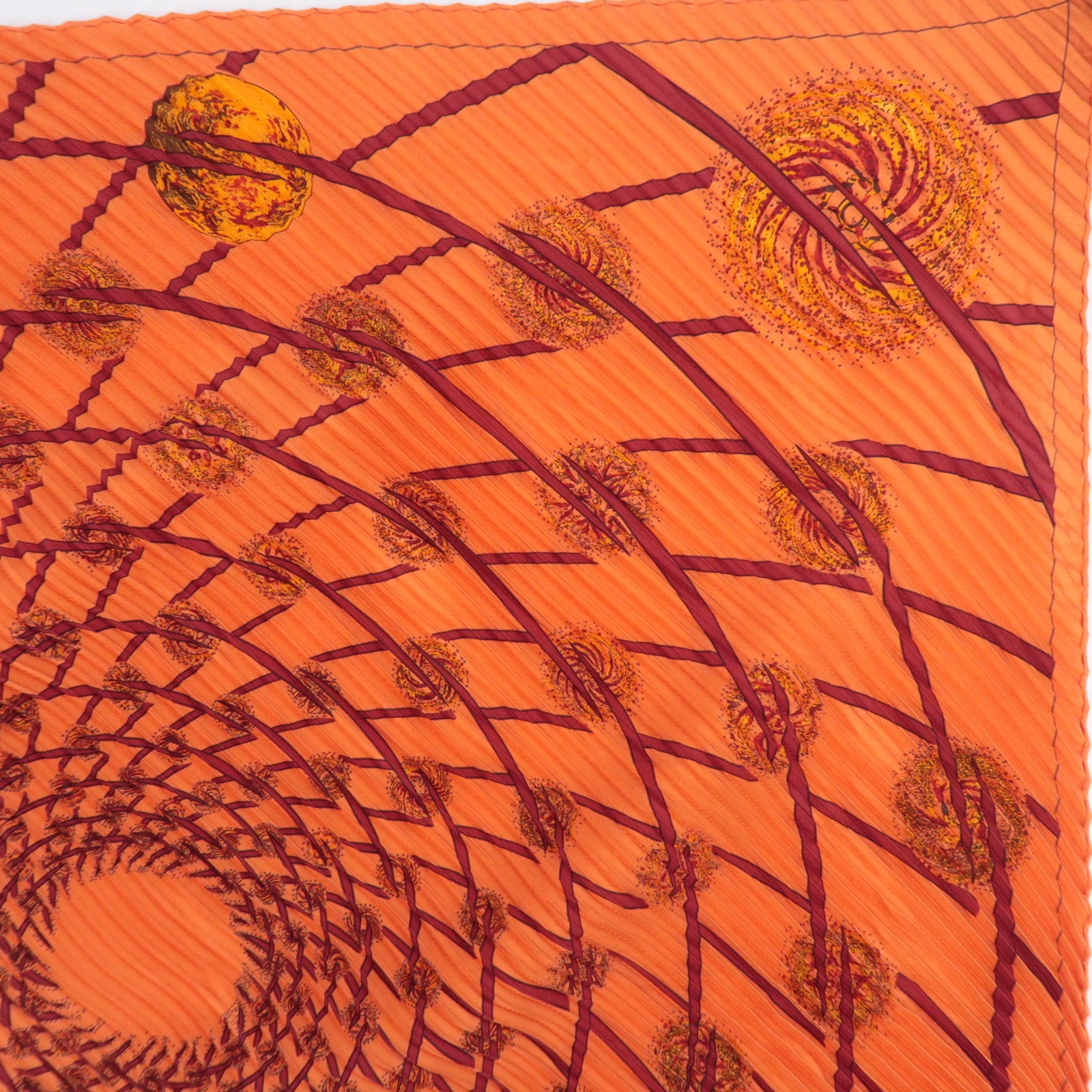 HERMES Pleated Carre 90 Scarf 100% Silk