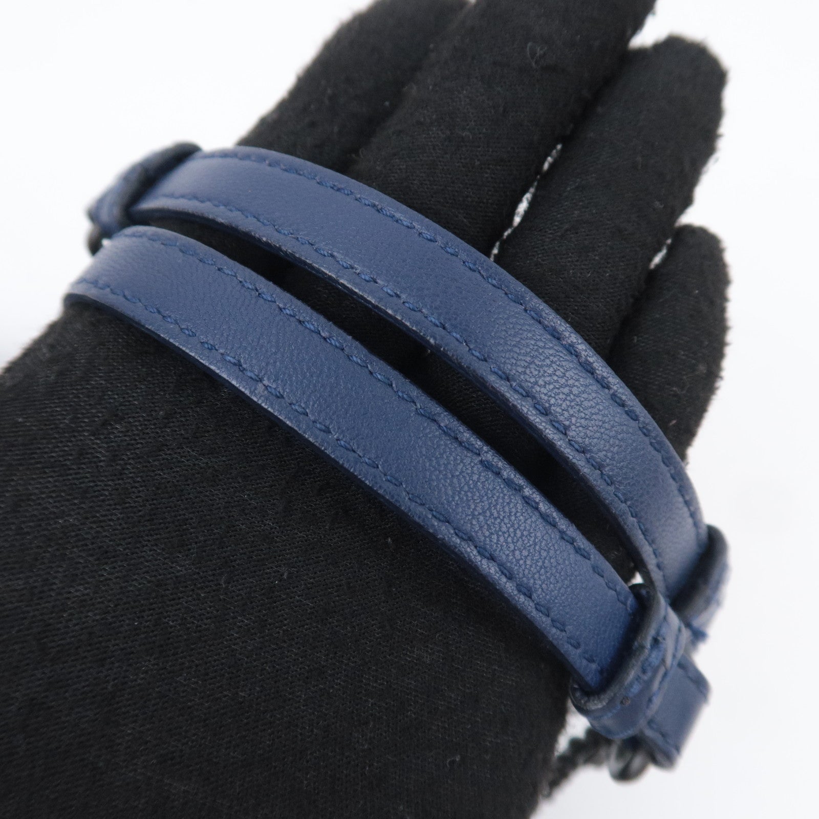 BOTTEGA VENETA Intrecciato Leather Chain Shoulder Bag Navy