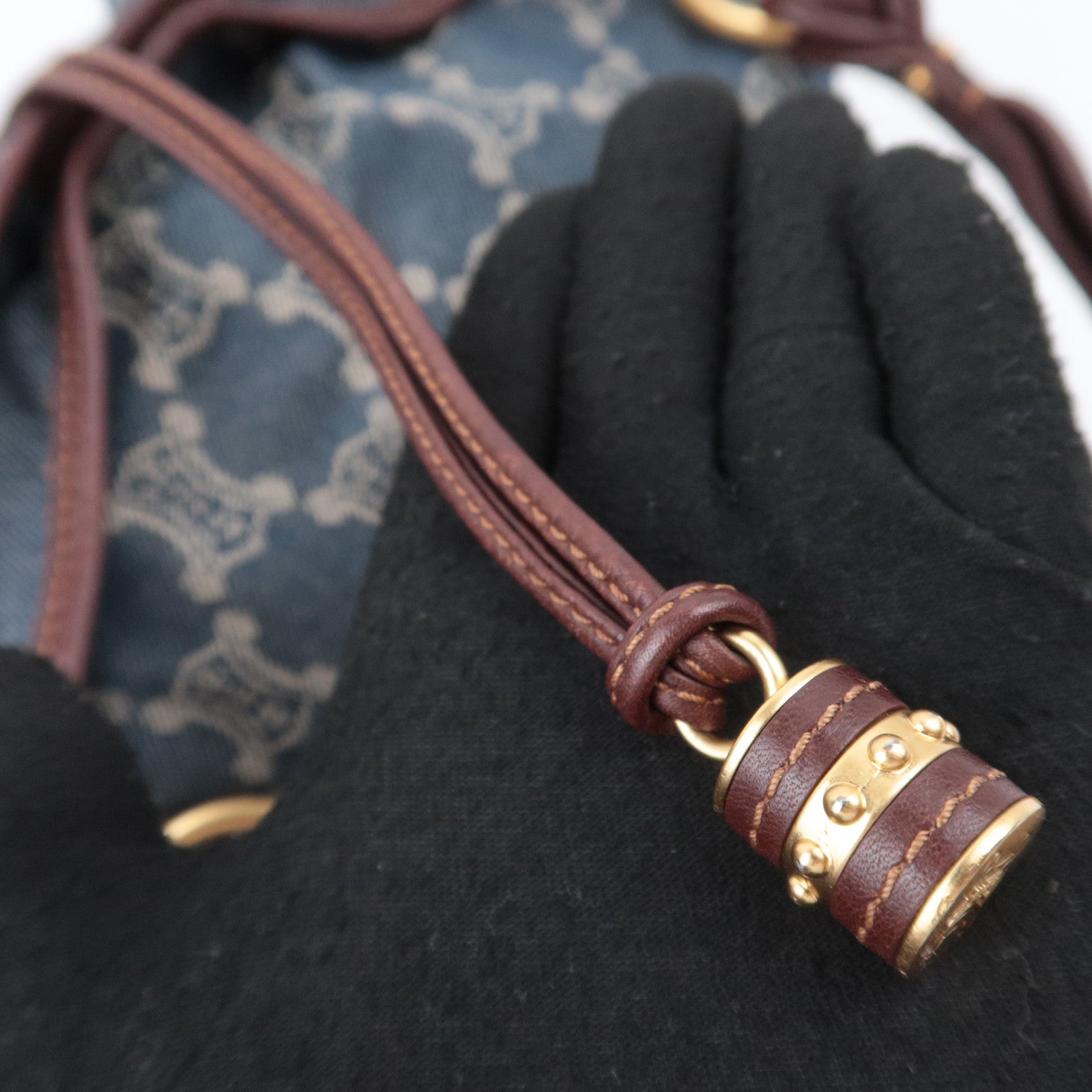 CELINE Paris Macadam Bittersweet Denim Leather Shoulder Bag Blue