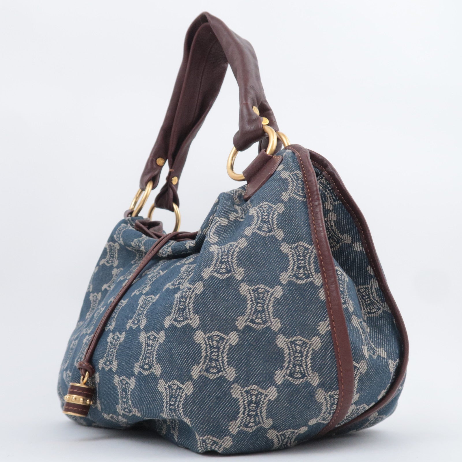CELINE Paris Macadam Bittersweet Denim Leather Shoulder Bag Blue