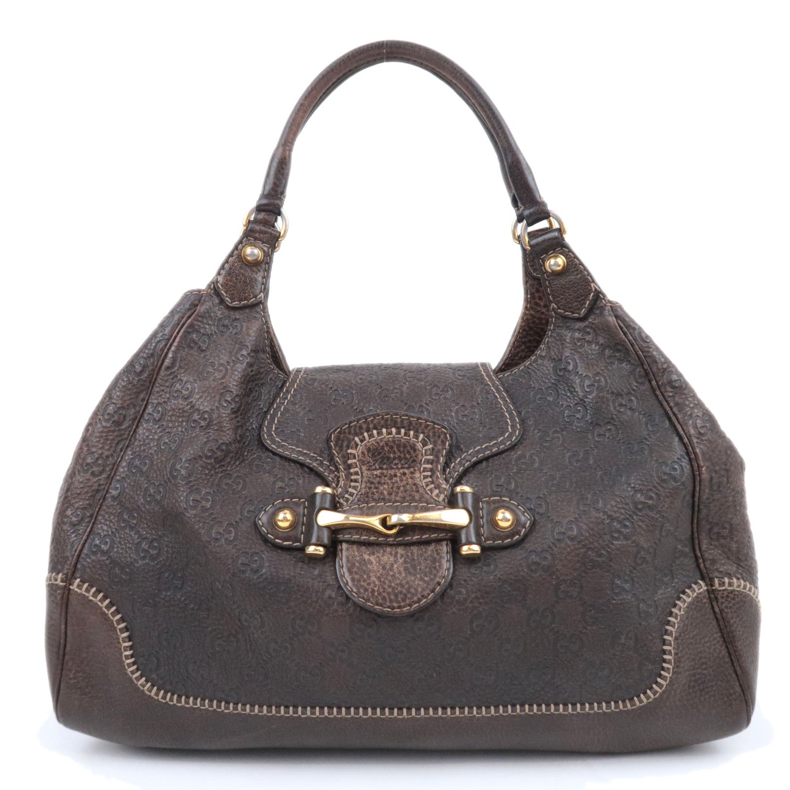 GUCCI Horsebit Guccissima Leather Shoulder Bag Brown 22395891455