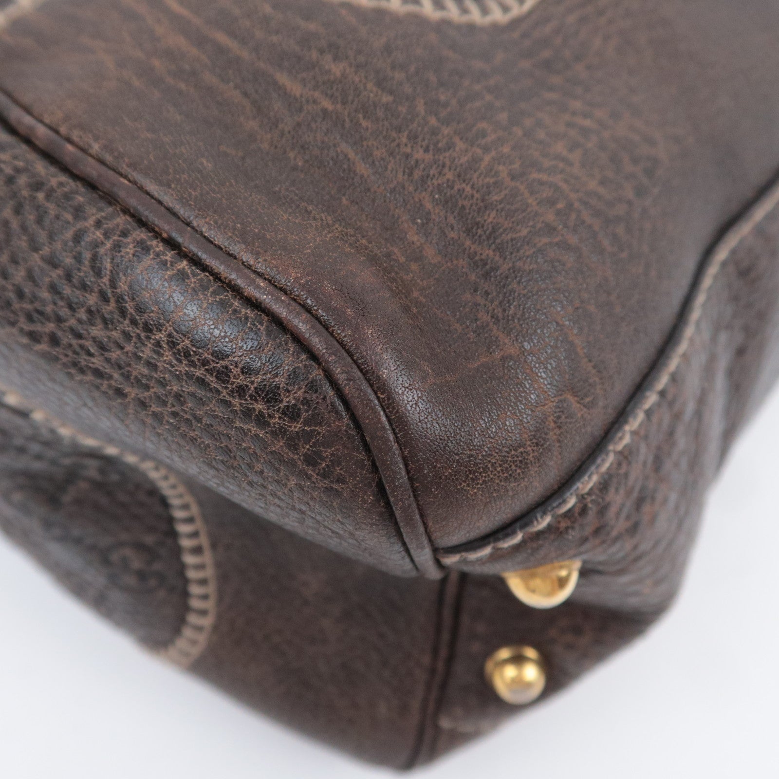 GUCCI Horsebit Guccissima Leather Shoulder Bag Brown 223958