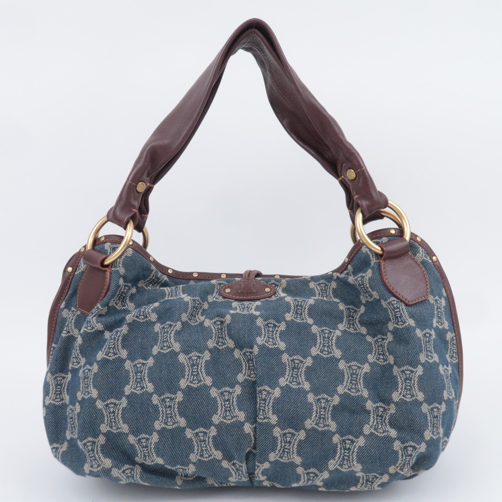 CELINE Paris Macadam Bittersweet Denim Leather Shoulder Bag Blue