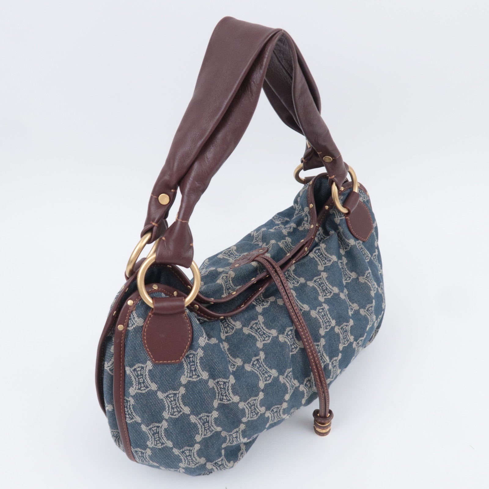 CELINE Paris Macadam Bittersweet Denim Leather Shoulder Bag Blue