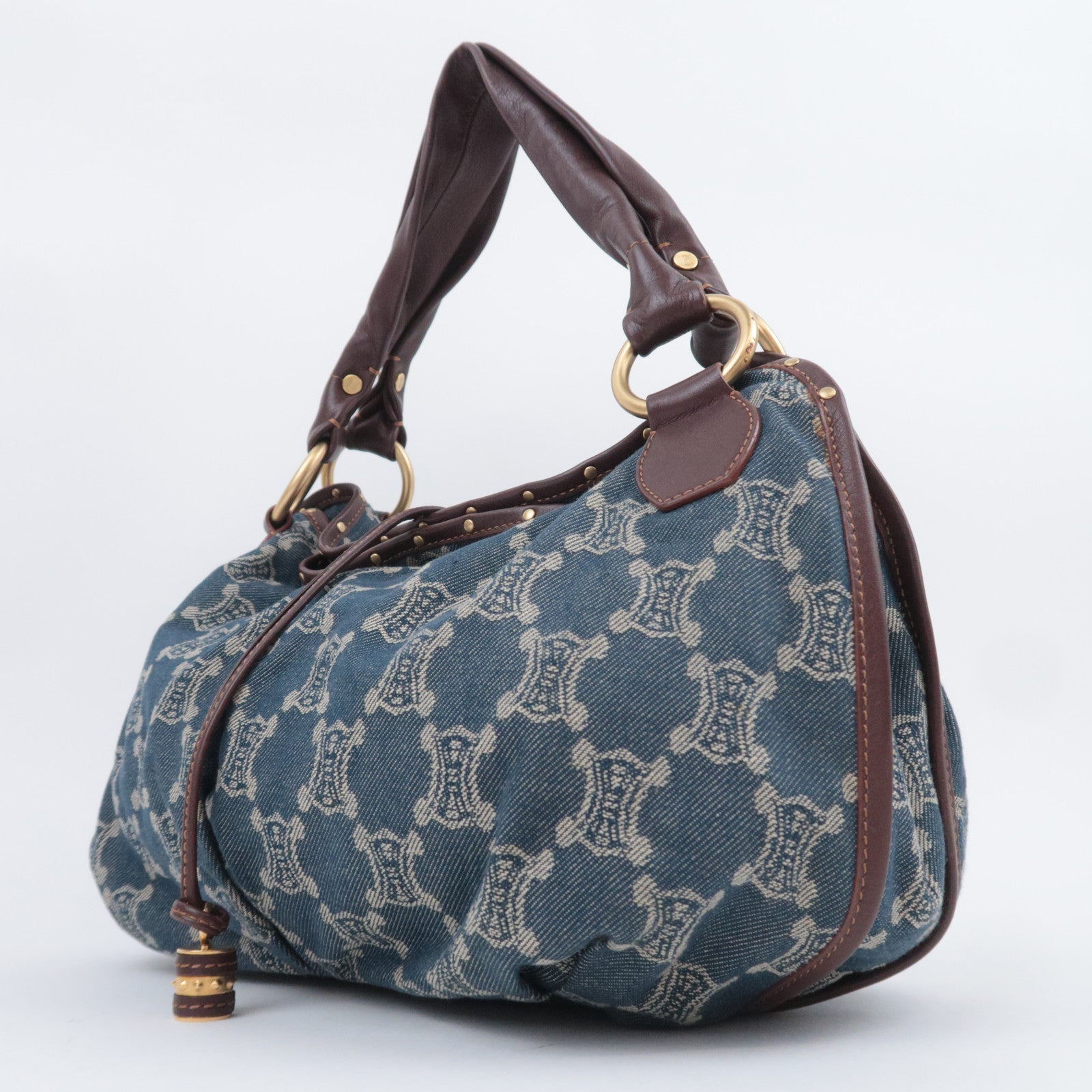 CELINE Paris Macadam Bittersweet Denim Leather Shoulder Bag Blue