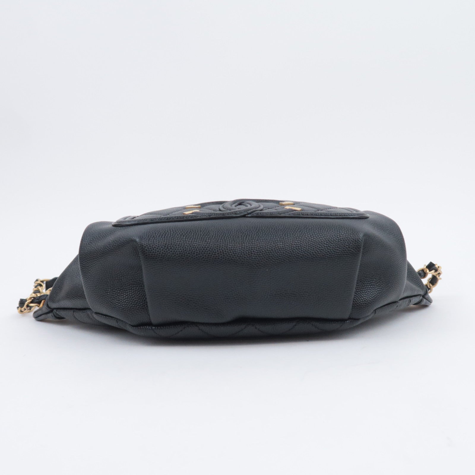 CHANEL CC Filigree Chain Waist Bag Caviar Skin Blac Gold HDW